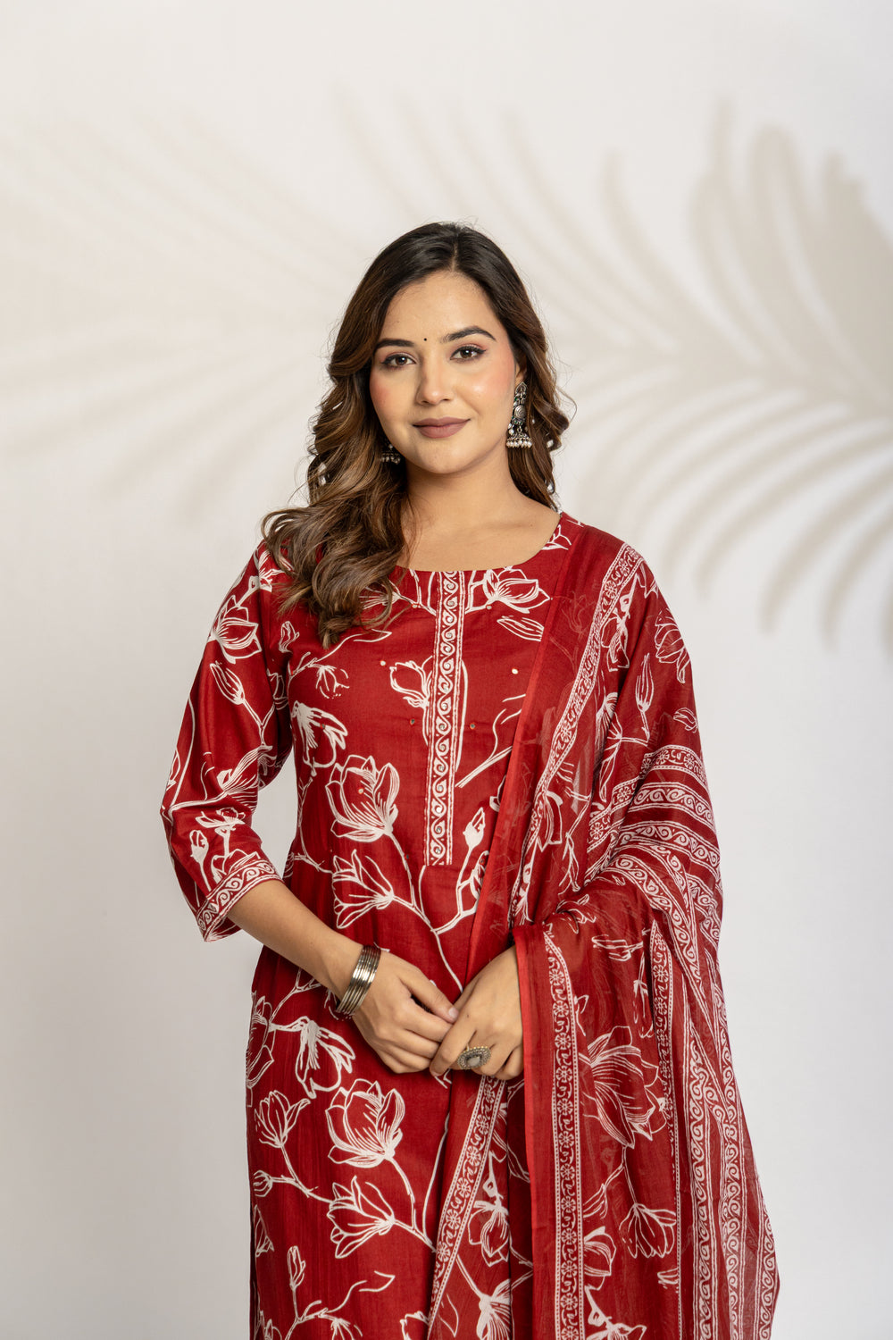 Elevate  Sky Blue Botanical Printed Ethnic Kurta Set