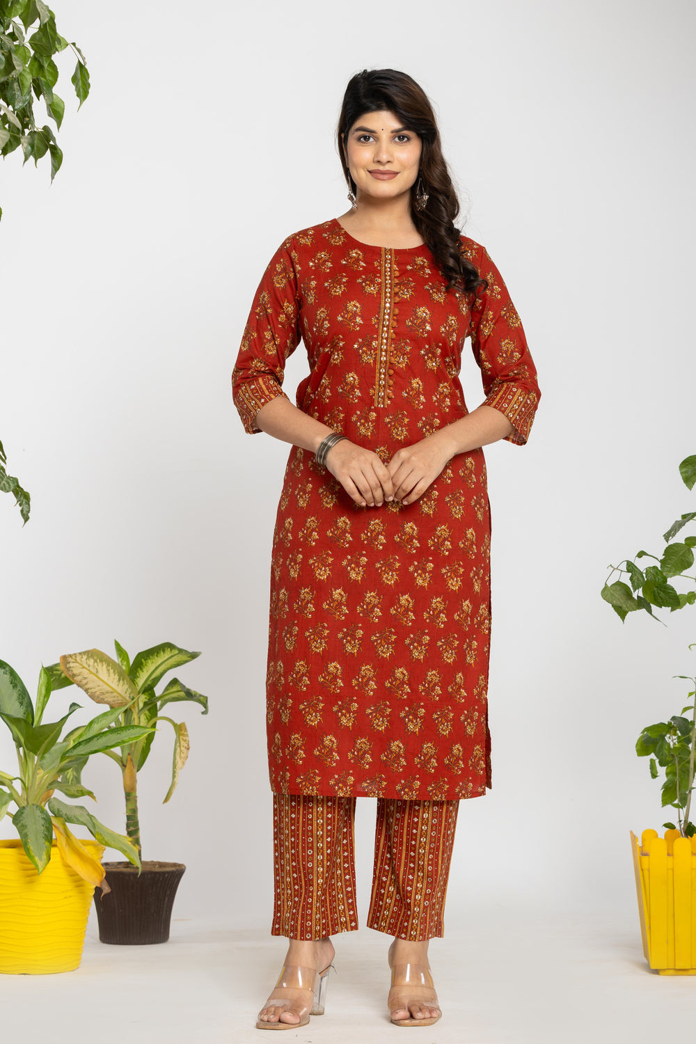 Elevate All-Over Floral Printed Cotton Suit Ensemble