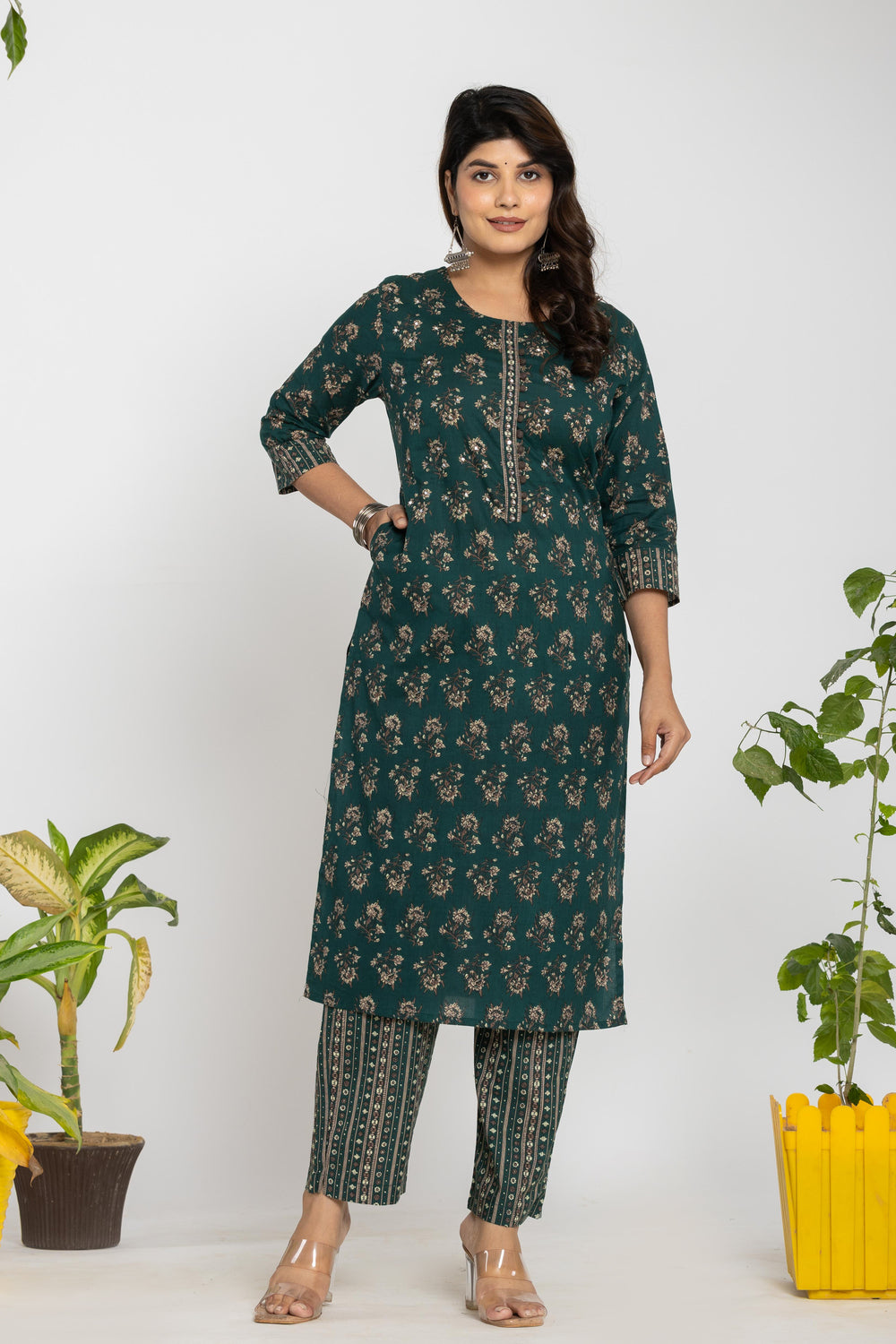Elevate All-Over Floral Printed Cotton Suit Ensemble