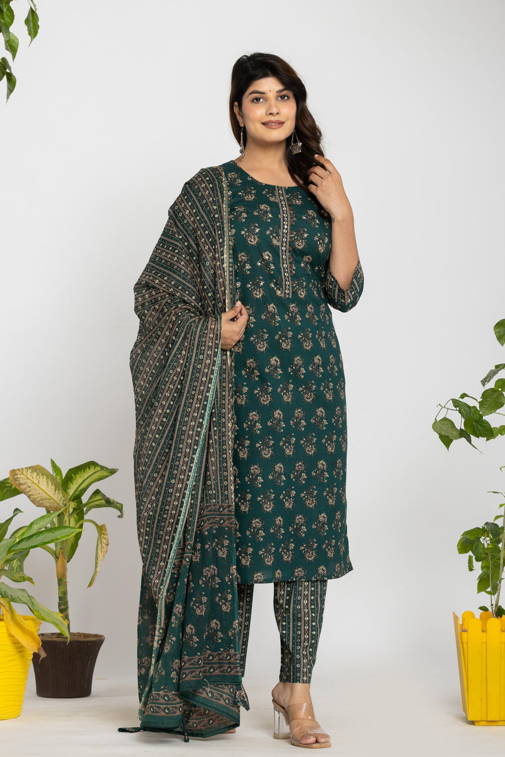 Elevate All-Over Floral Printed Cotton Suit Ensemble