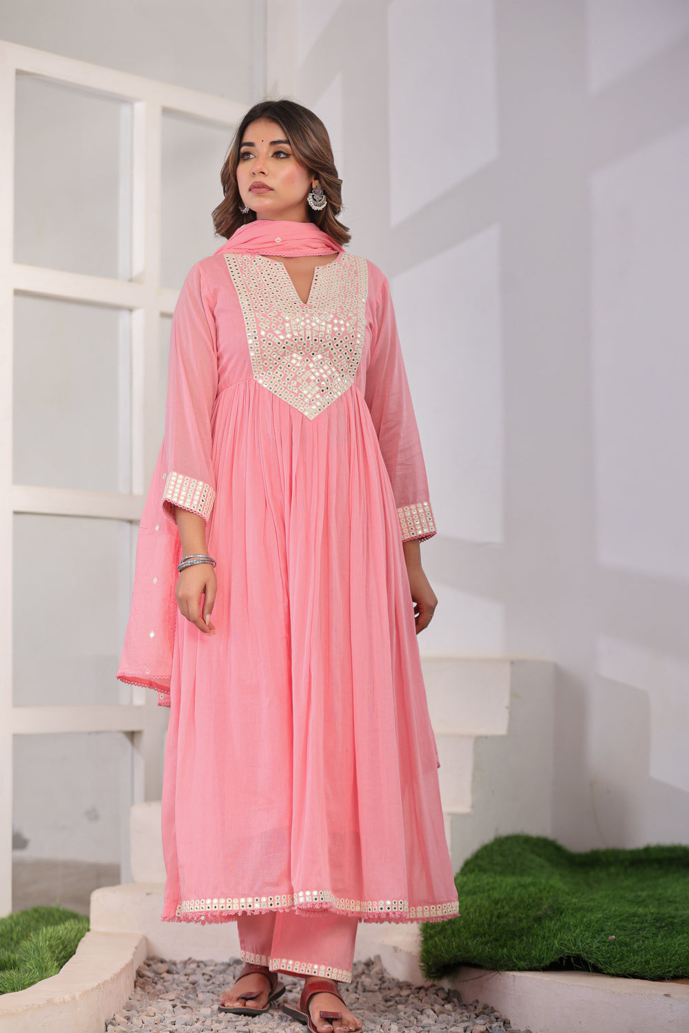 Soul Armor Embellished V-Neck Anarkali Kurta Set