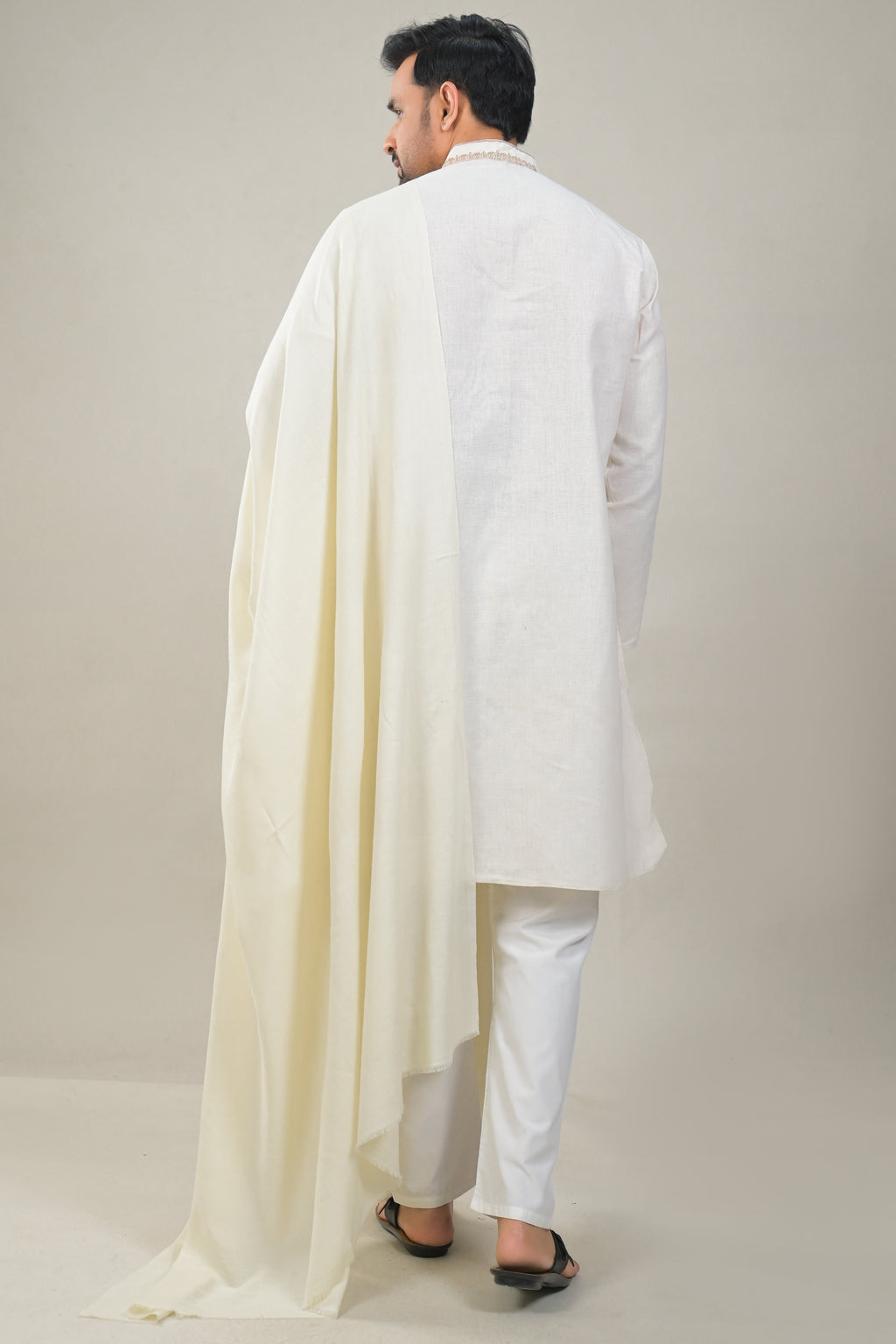 Elevate White Solid Winter Woolen Shawl