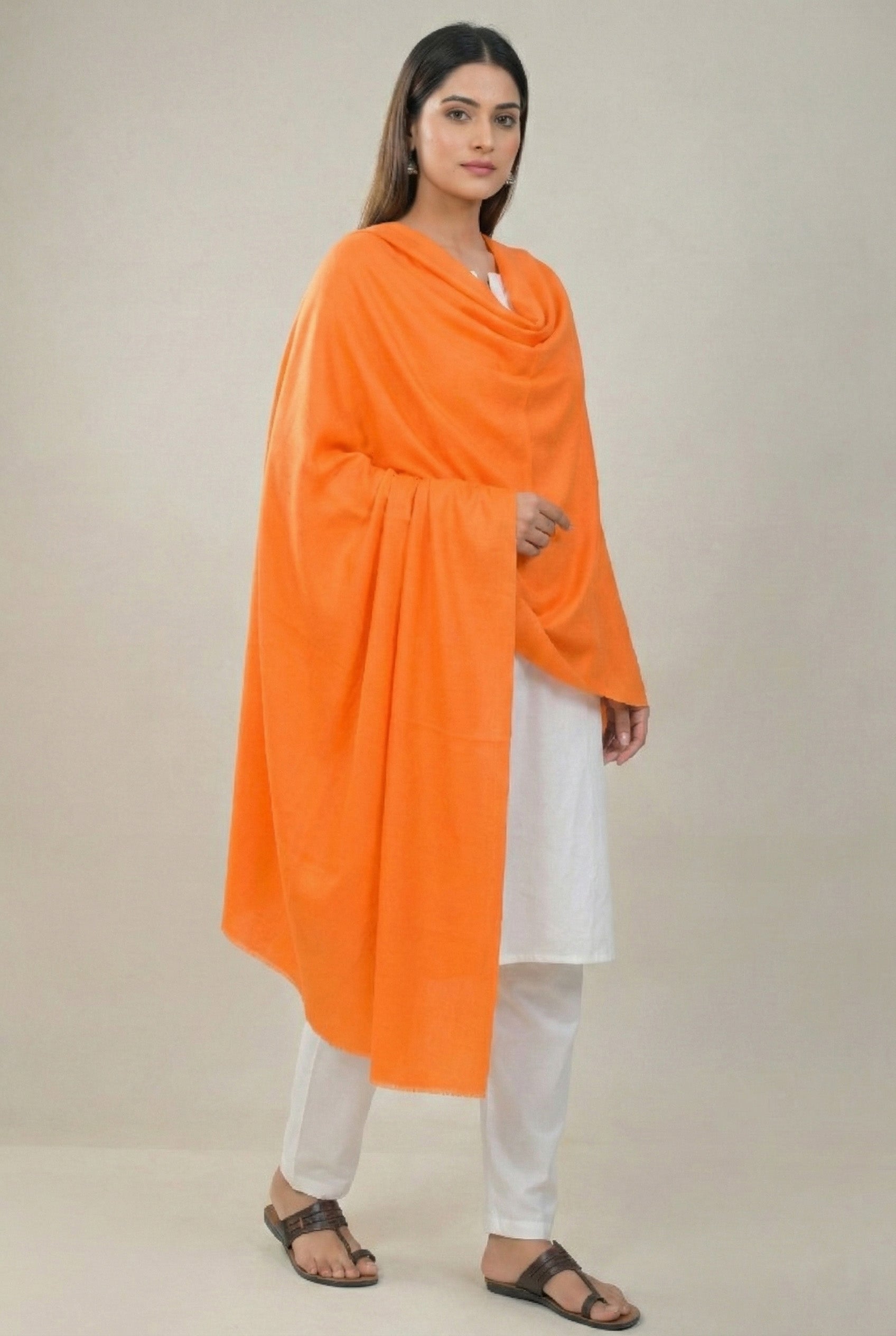 Elevate Orange Solid Winter Woolen Shawl