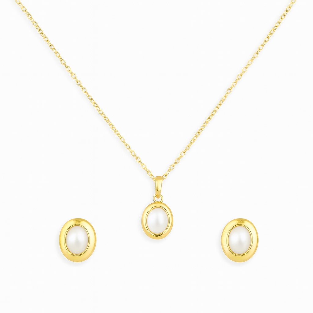 Golden Oval Pendant Set