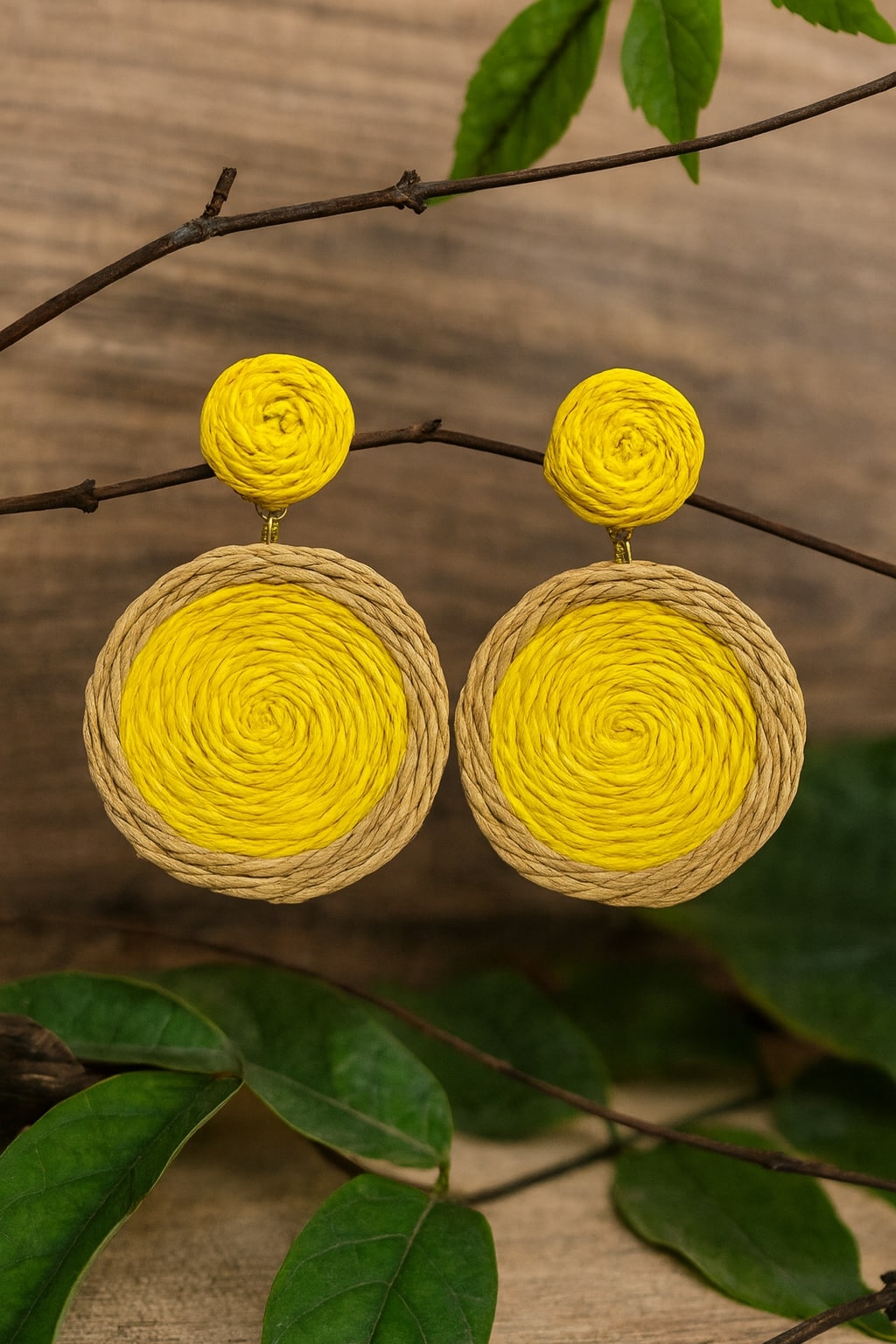 Woven Jute Yellow Hoops