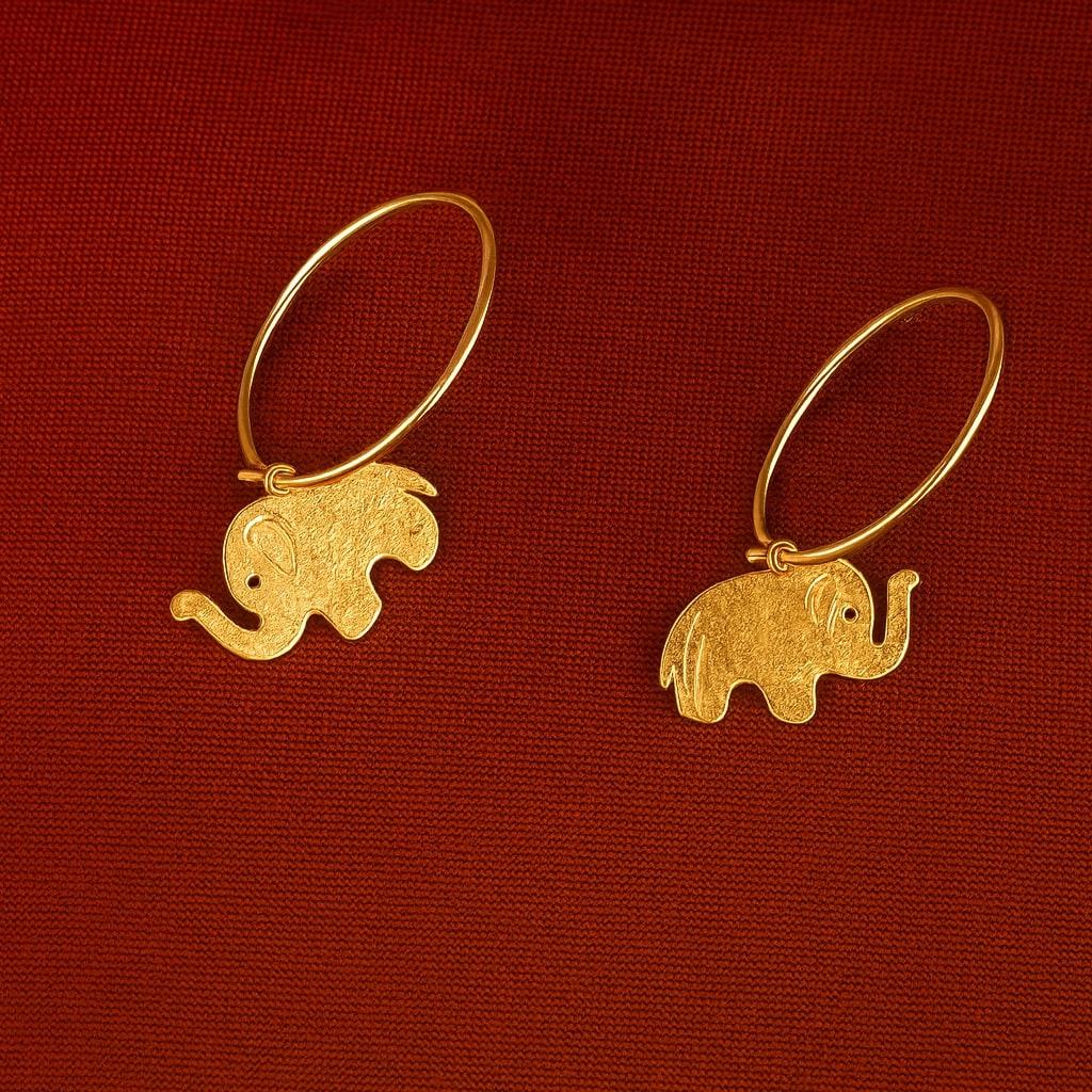 Elephant Charm Hoop Earrings