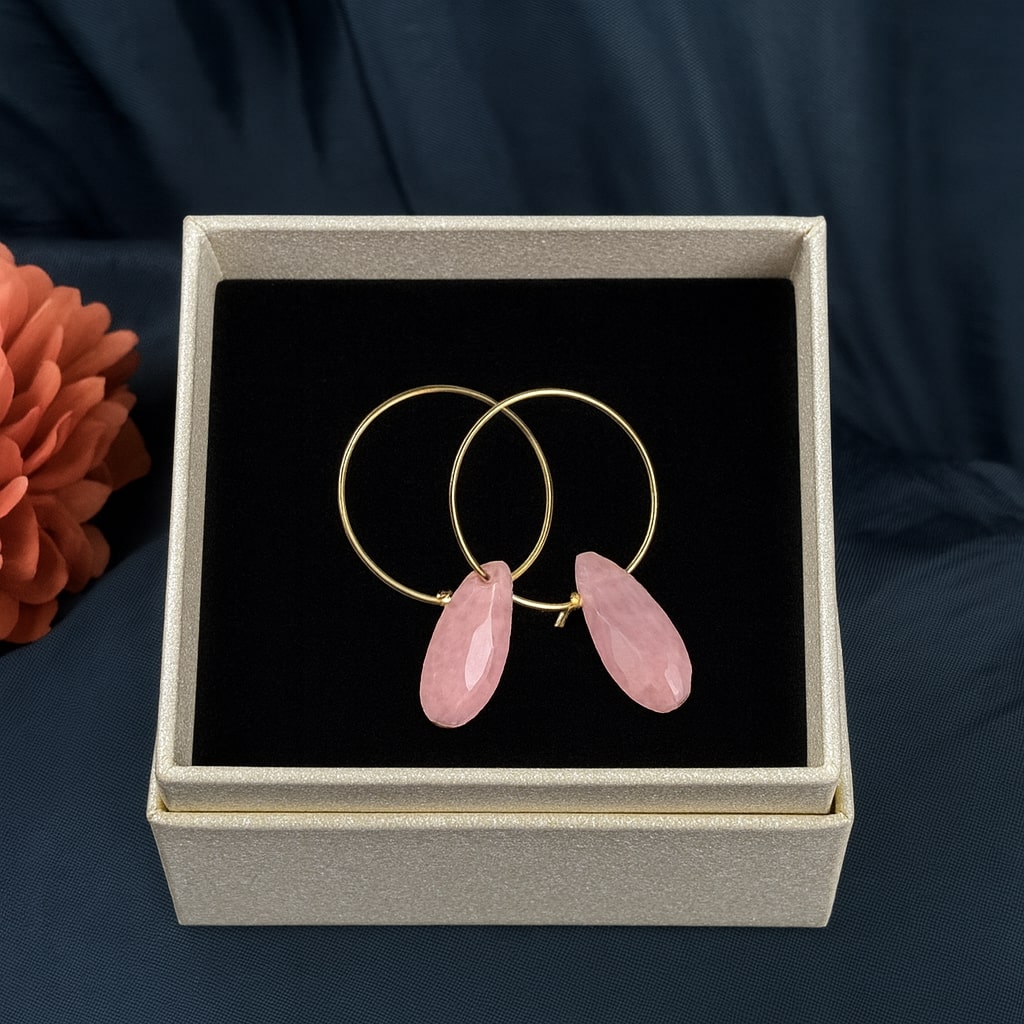 Rose Quartz Hoop Earrings