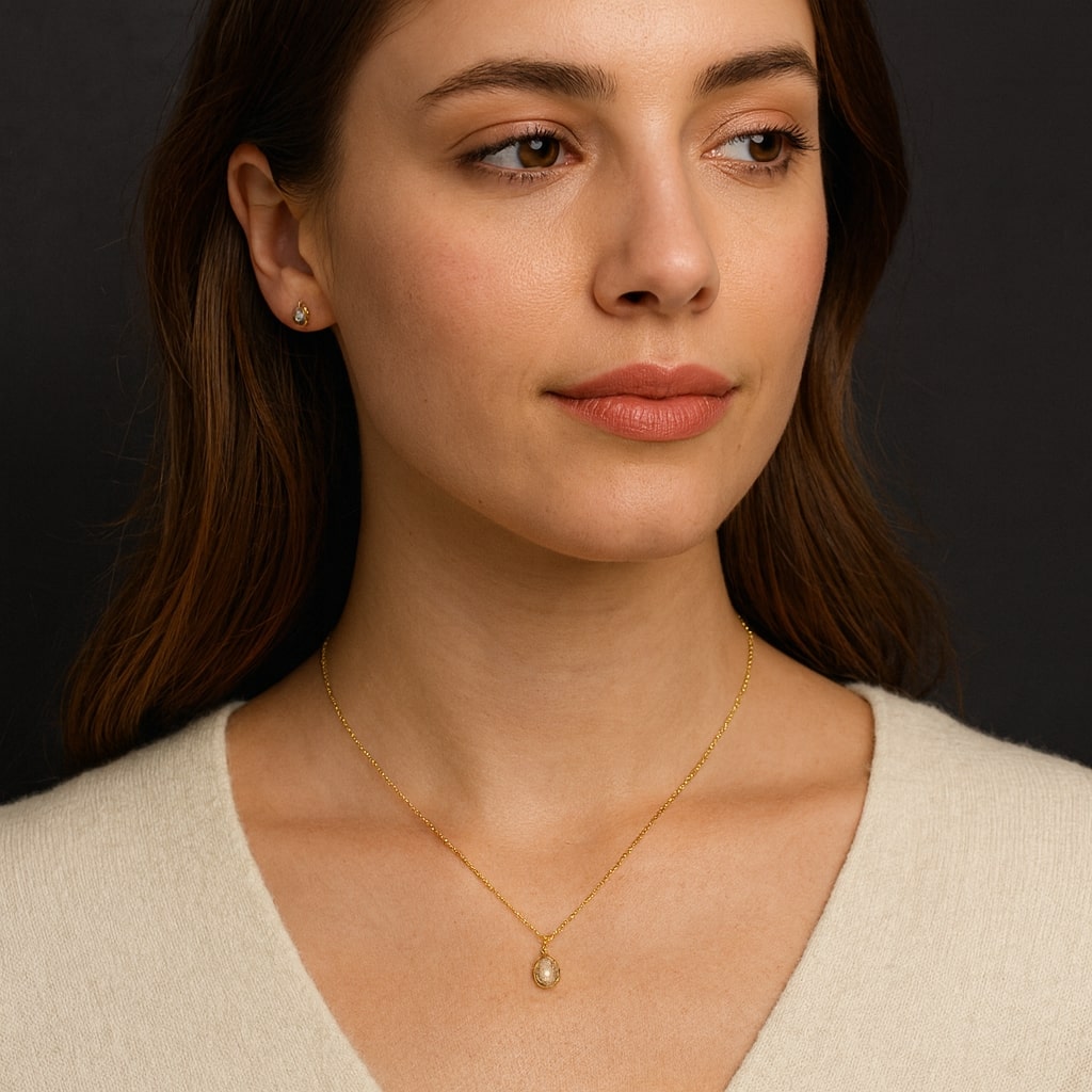 Opal White Moonstone Pendant Set