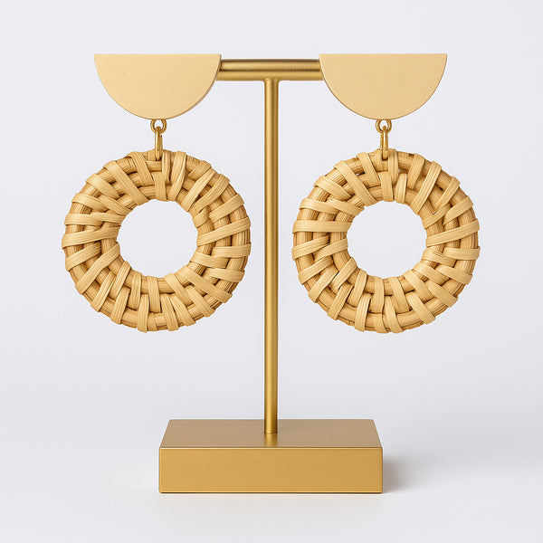 Golden Rattan Hoop Earrings