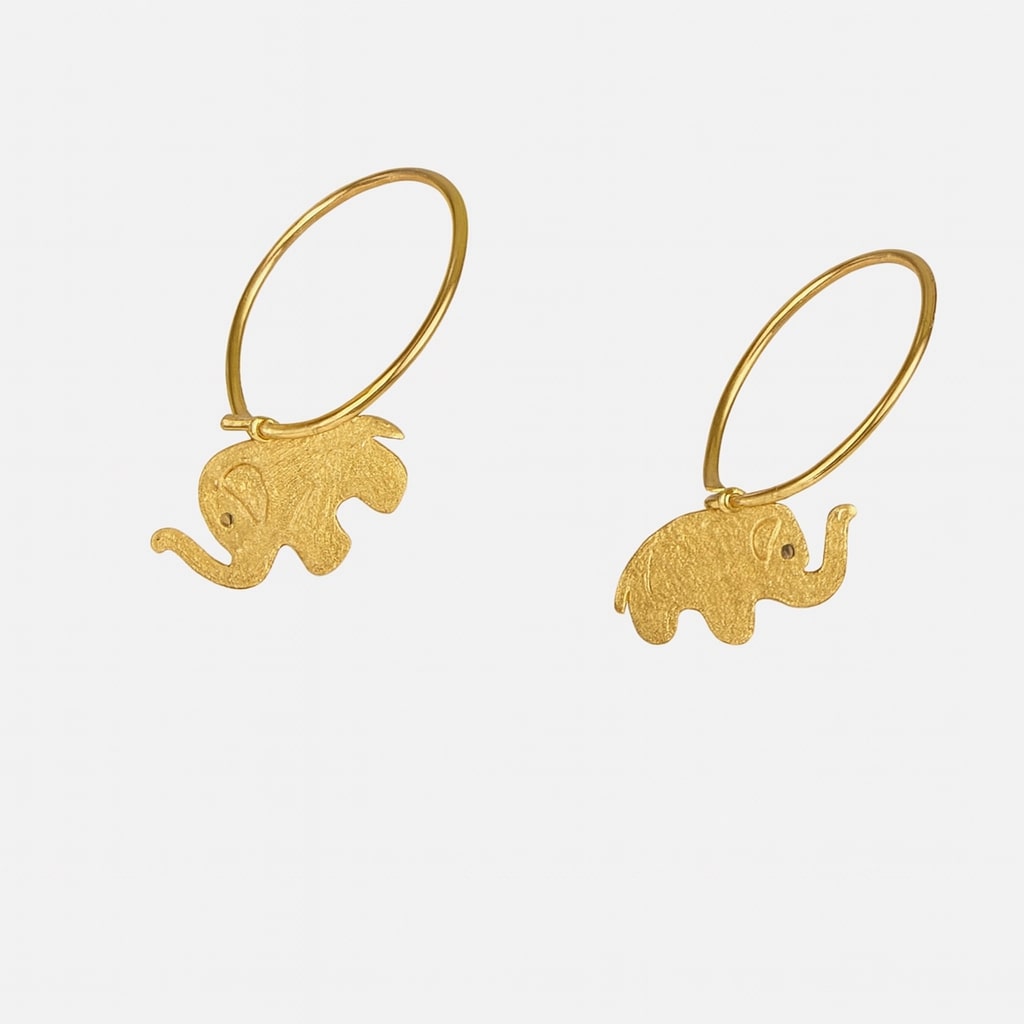 Elephant Charm Hoop Earrings