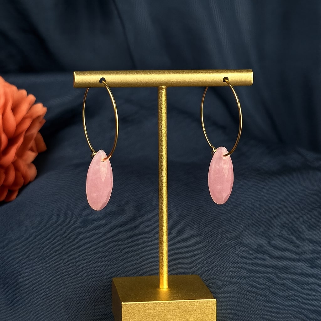 Rose Quartz Hoop Earrings