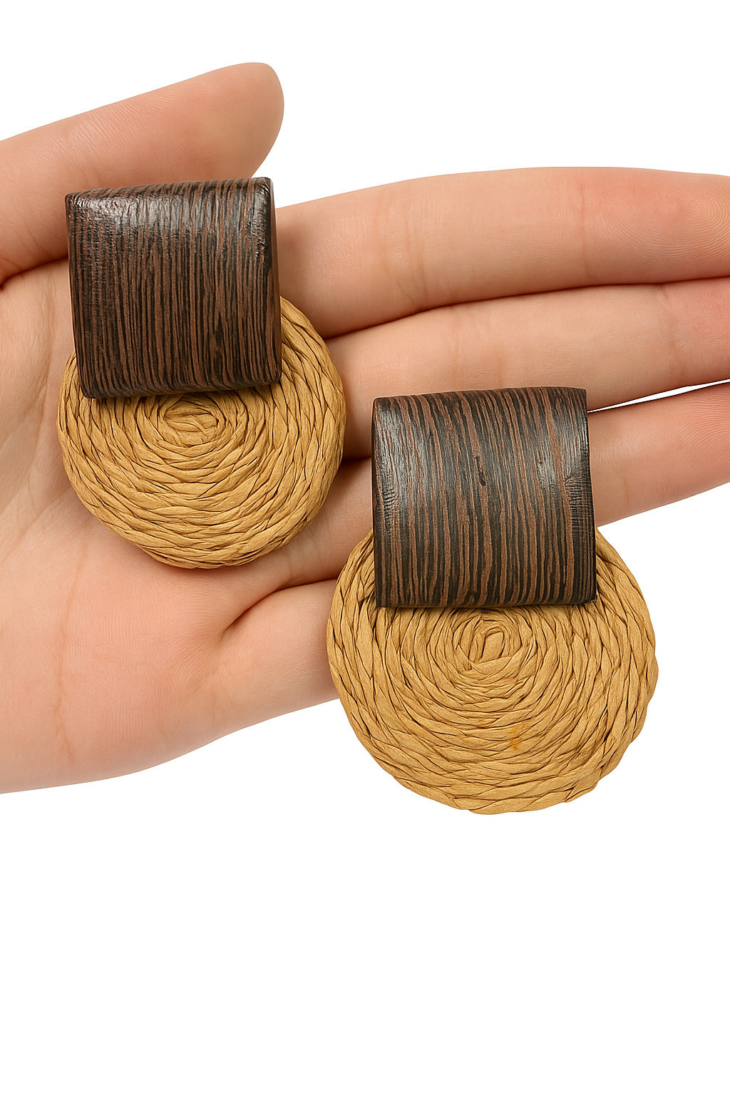 Wooden Woven Hoop Earrings