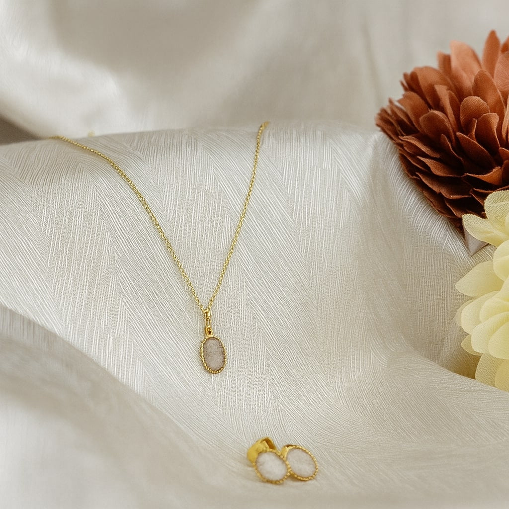 Opal White Moonstone Pendant Set