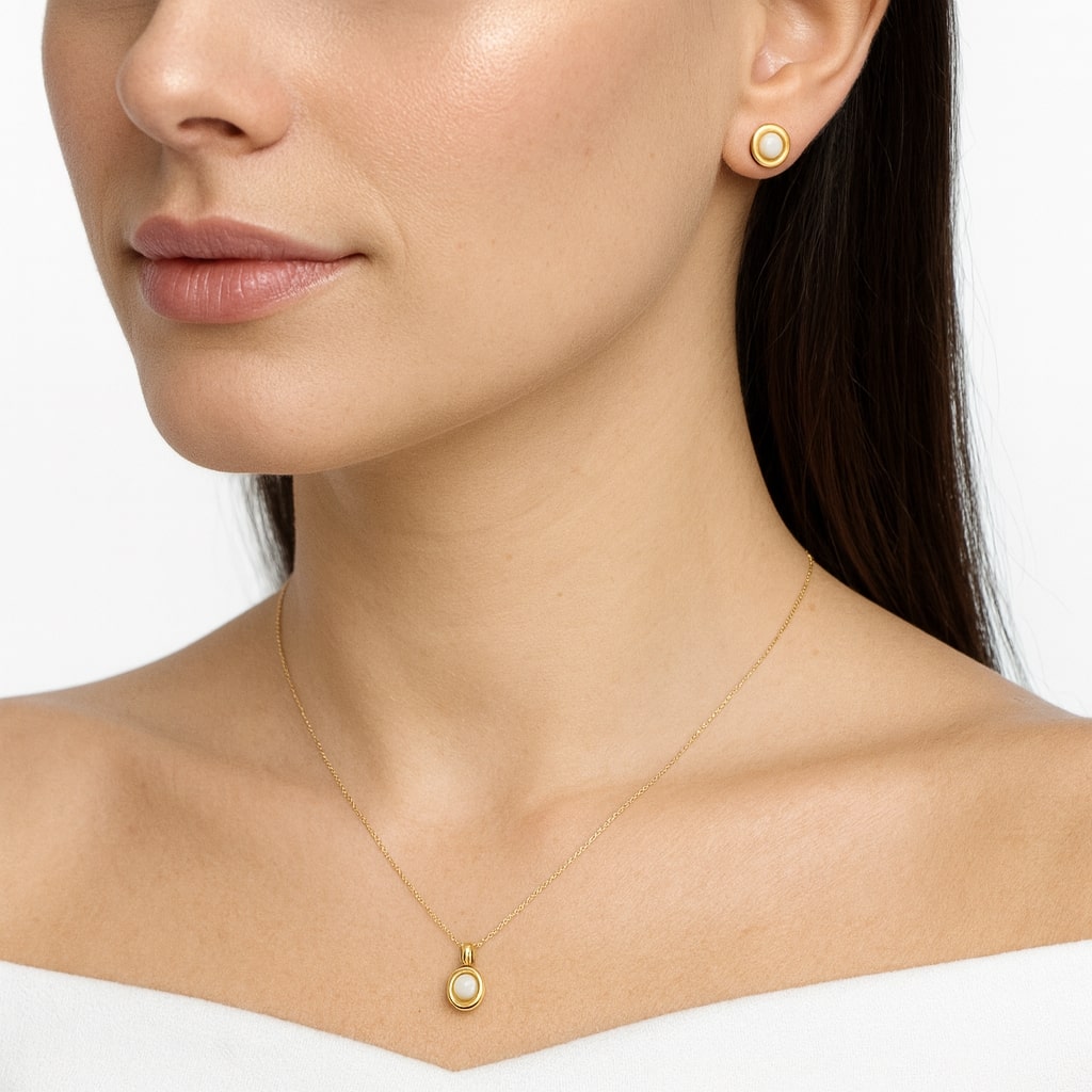 Golden Oval Pendant Set
