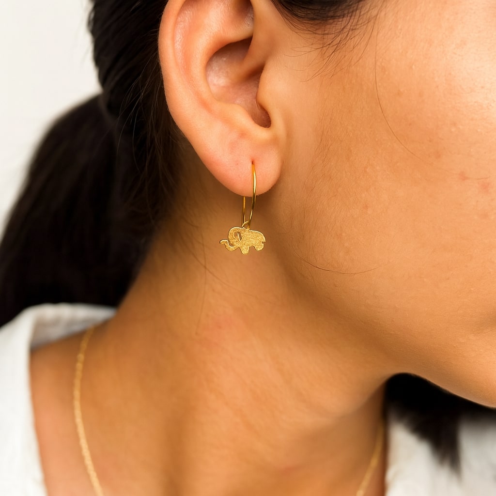 Elephant Charm Hoop Earrings