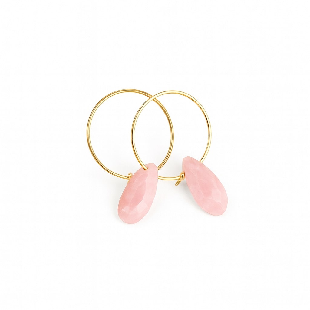 Rose Quartz Hoop Earrings