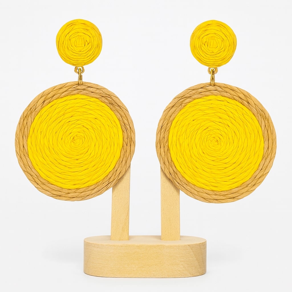 Woven Jute Yellow Hoops