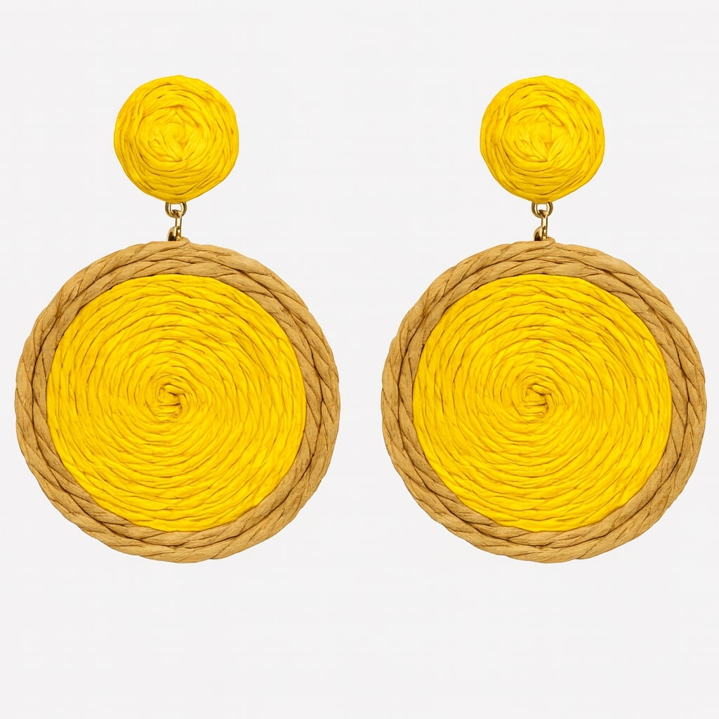 Woven Jute Yellow Hoops