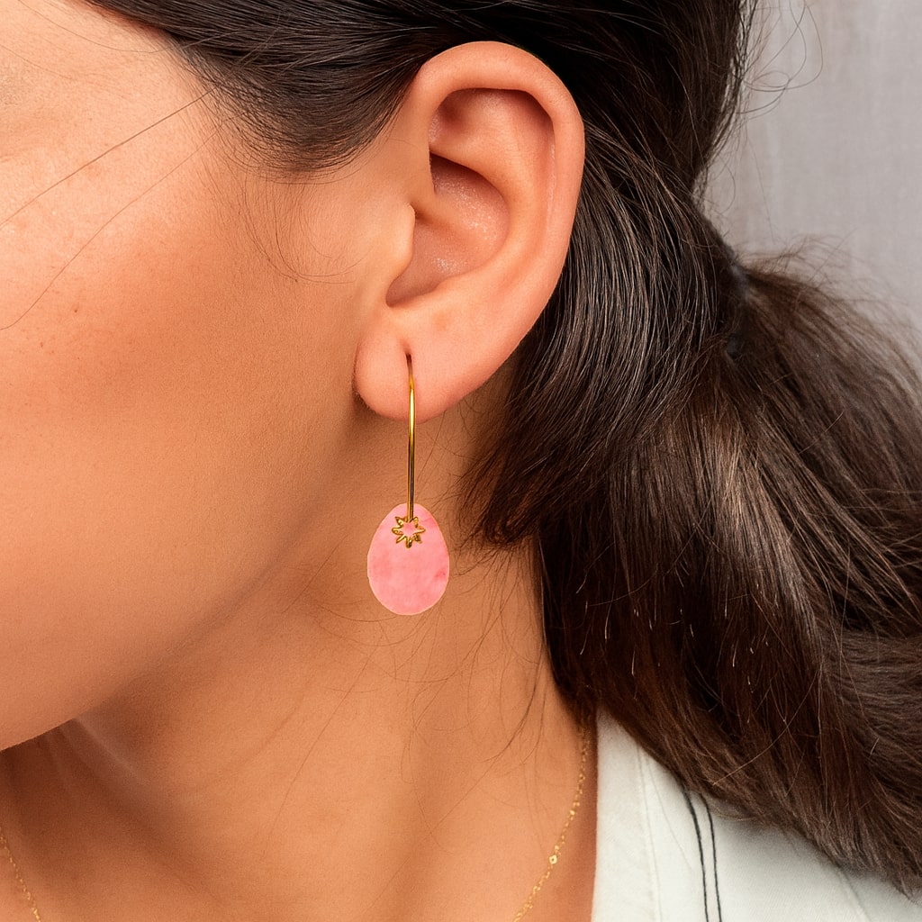 Rose Quartz Hoop Earrings