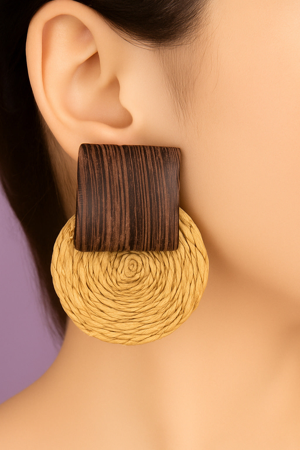 Wooden Woven Hoop Earrings