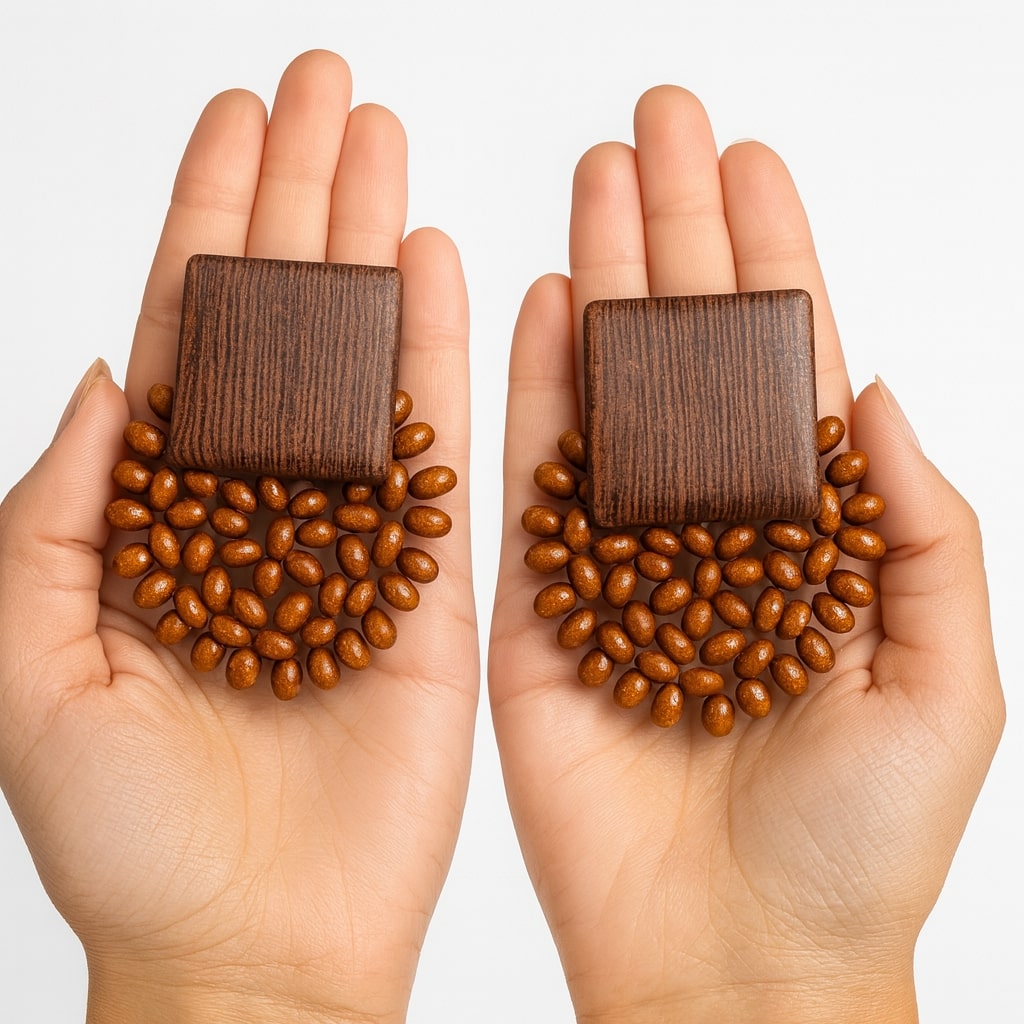 Brown Wooden Beaded Earrings