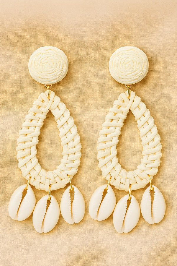 Woven Teardrop Shell Earrings