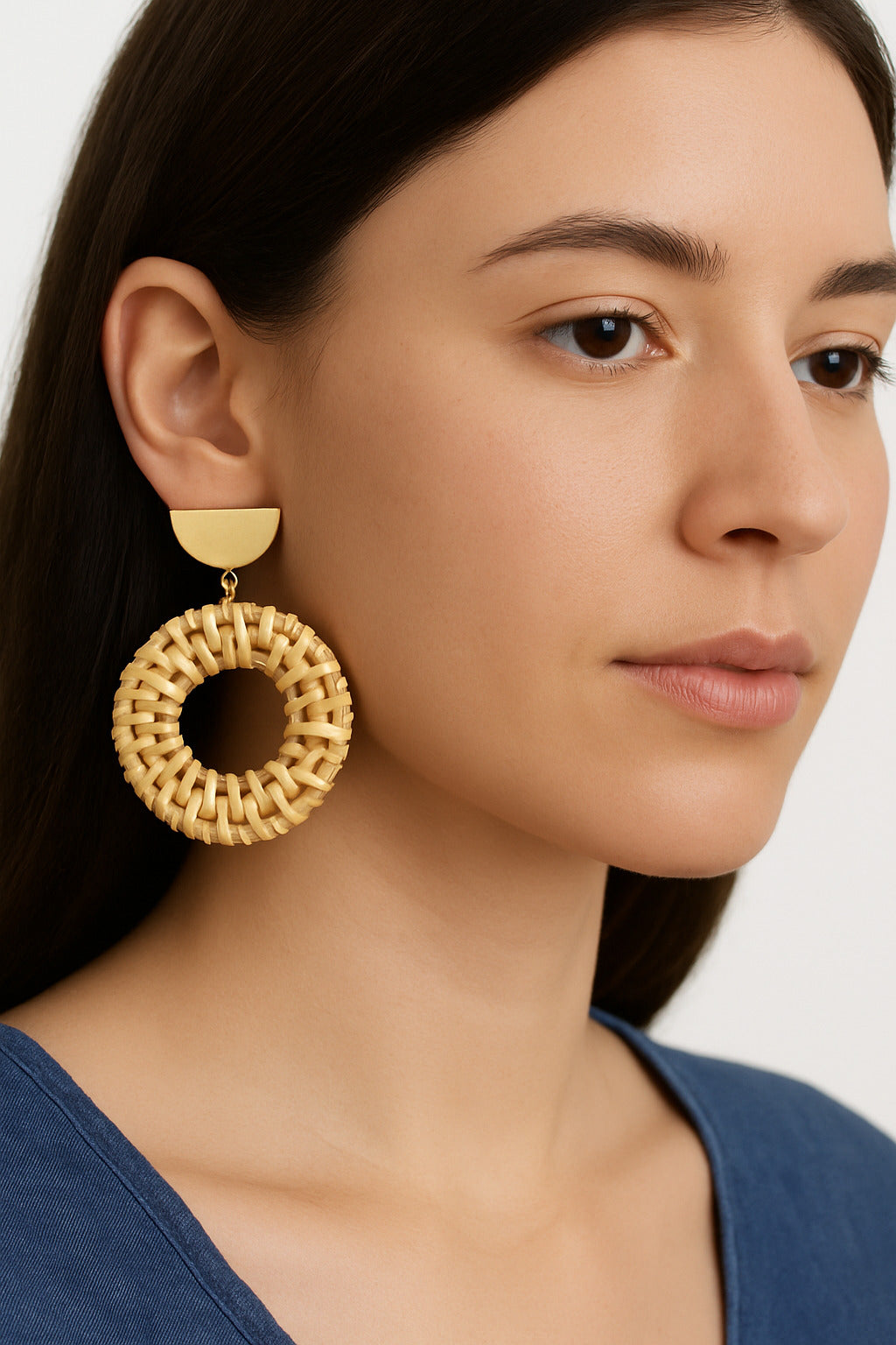 Golden Rattan Hoop Earrings