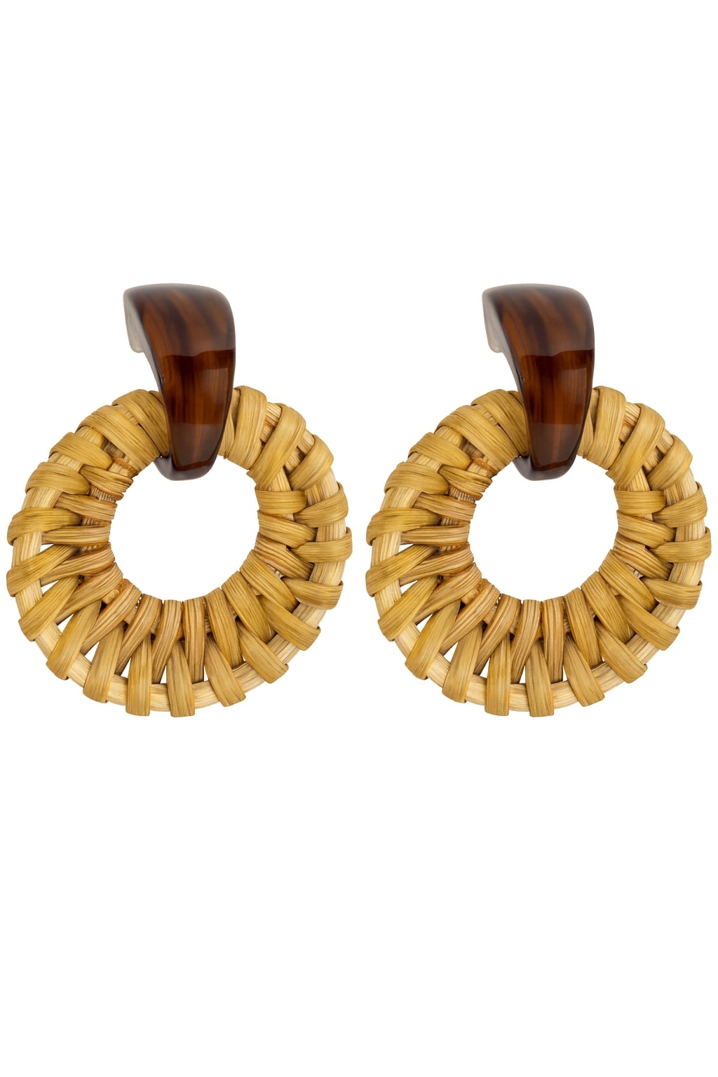 Woven Rattan Hoop Earrings