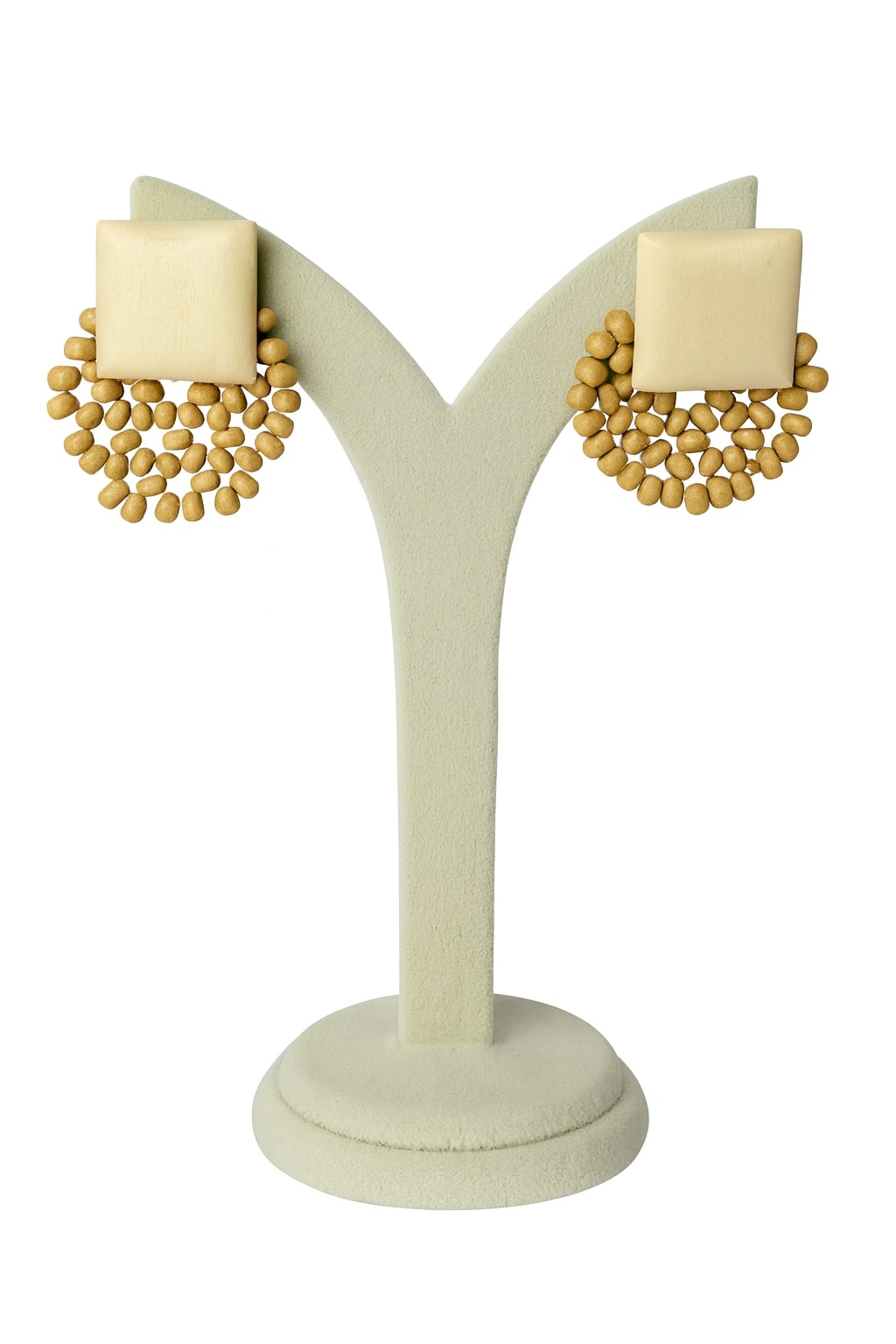 Golden Square Beaded Earrings