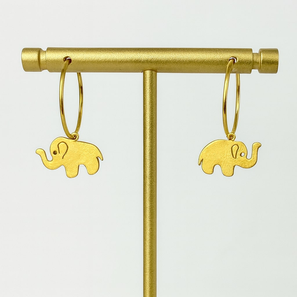 Elephant Charm Hoop Earrings