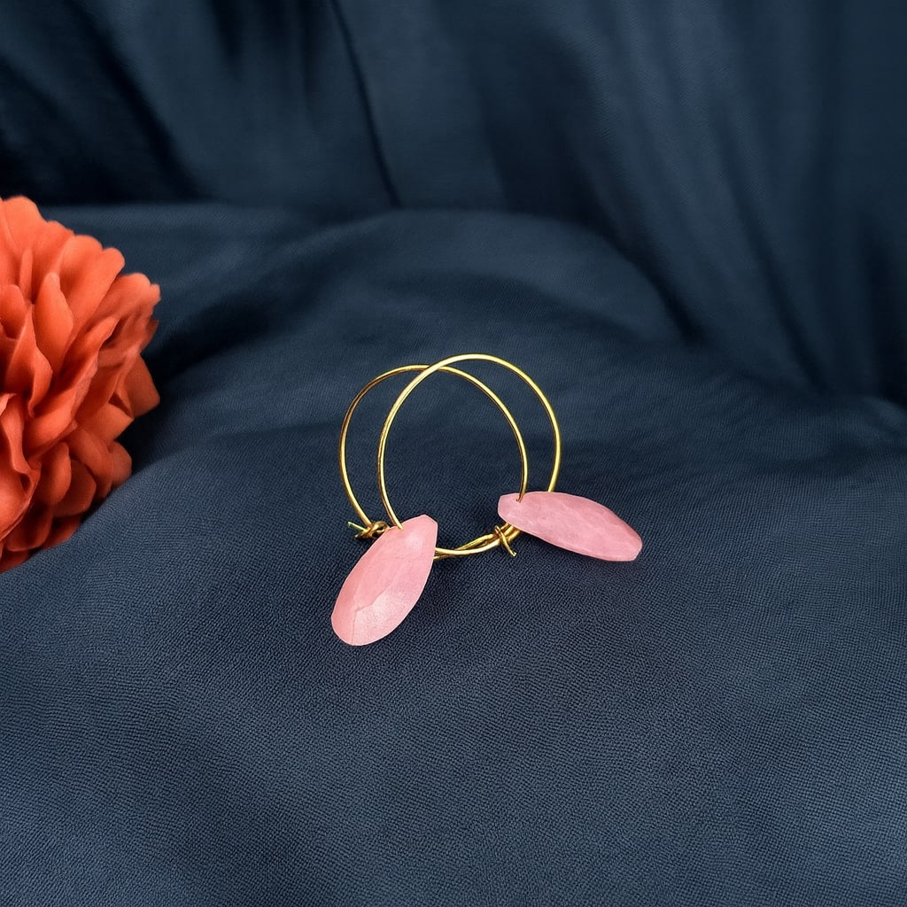 Rose Quartz Hoop Earrings