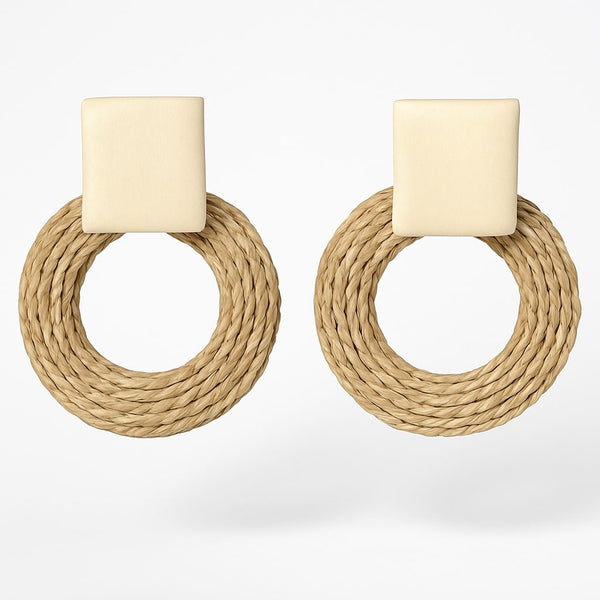 Woven Hoop Square Earrings