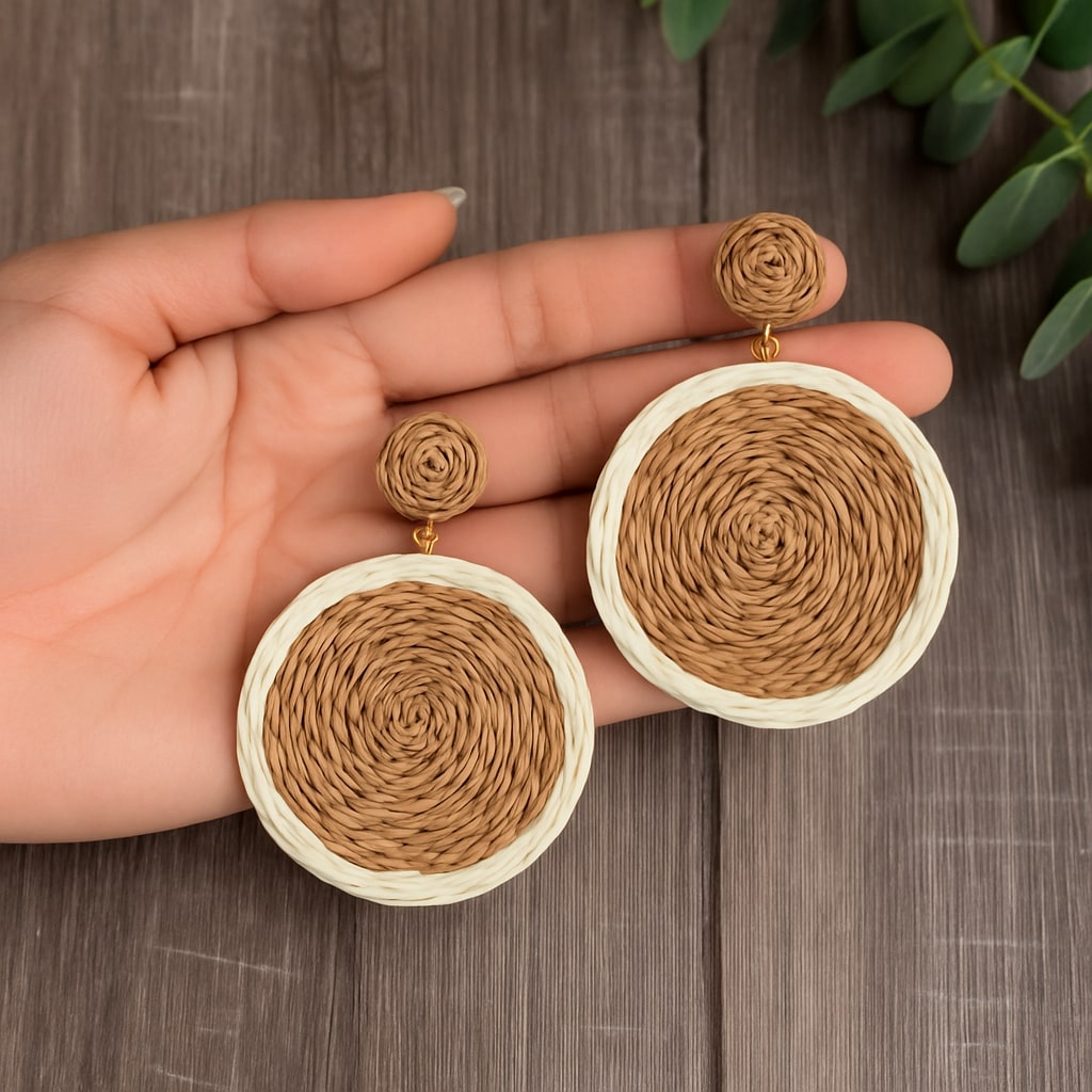 Two-Tone Woven Circle Earrings