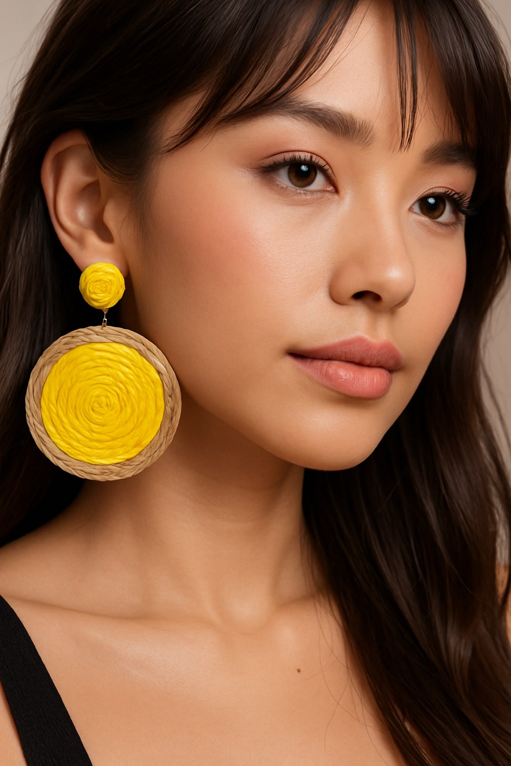 Woven Jute Yellow Hoops