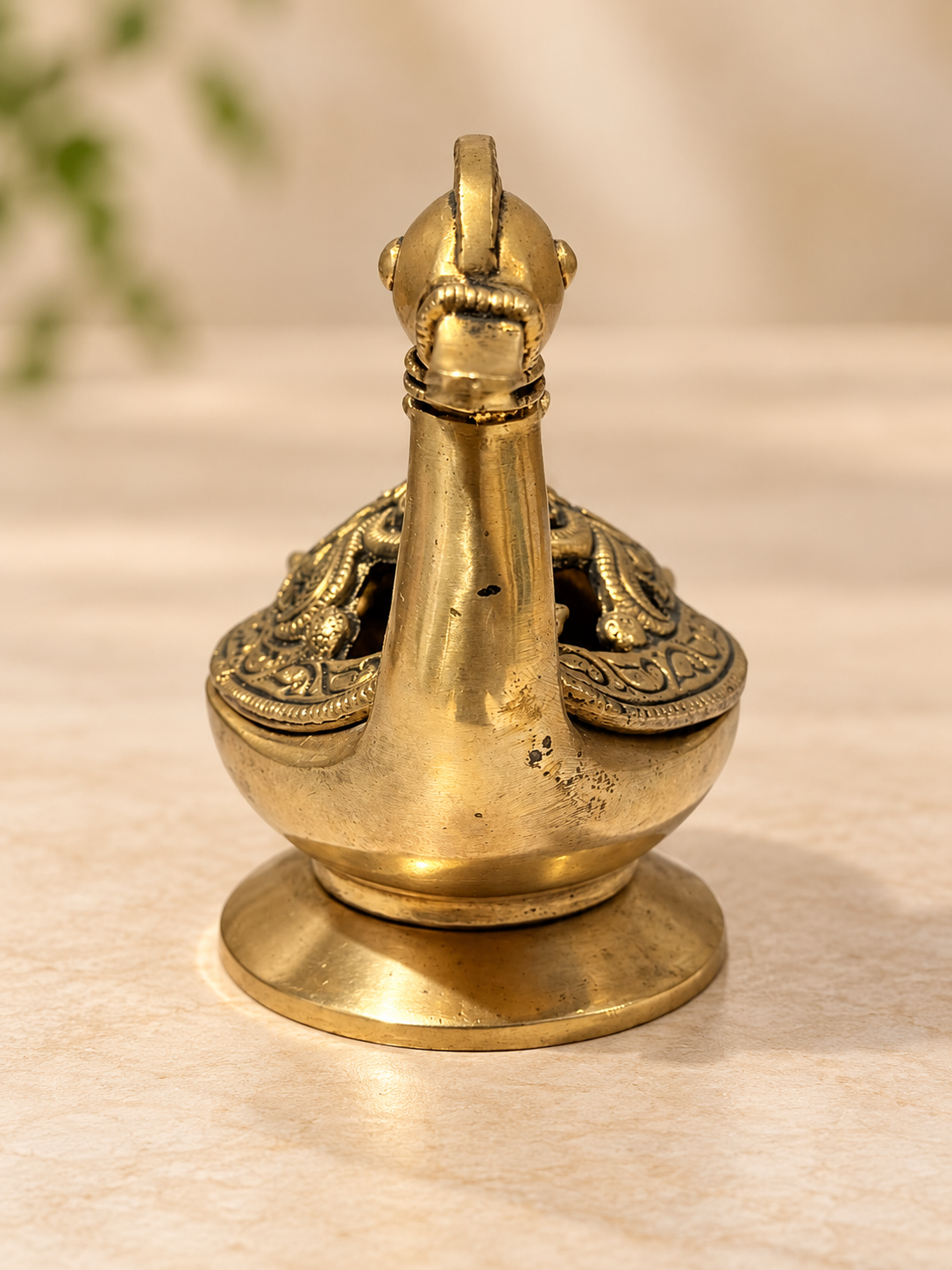 Antique Golden Bird Design Decorative Pooja Diya