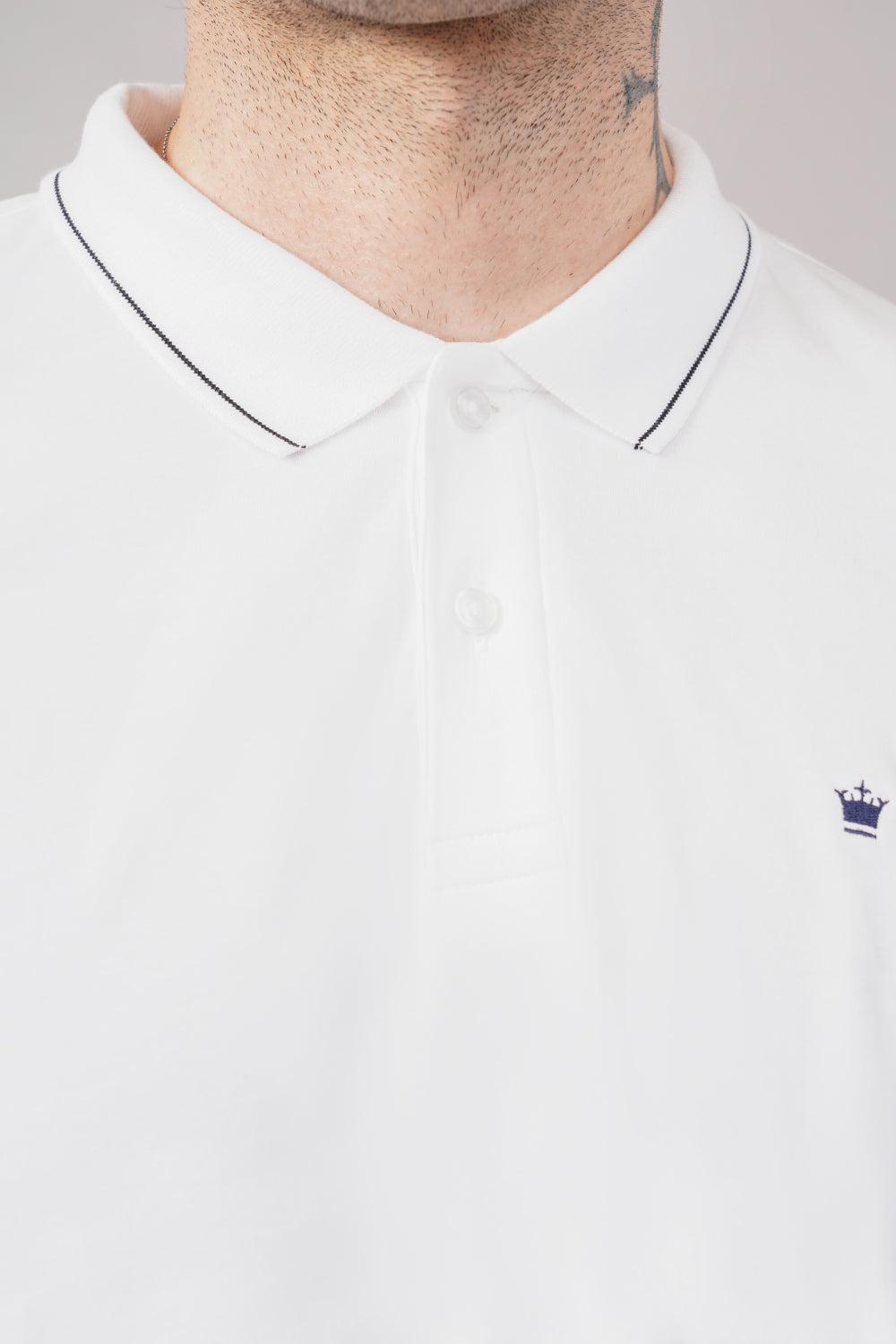 Louis Philippe Solid White EdgeMark Half Sleeve Polo T-shirt