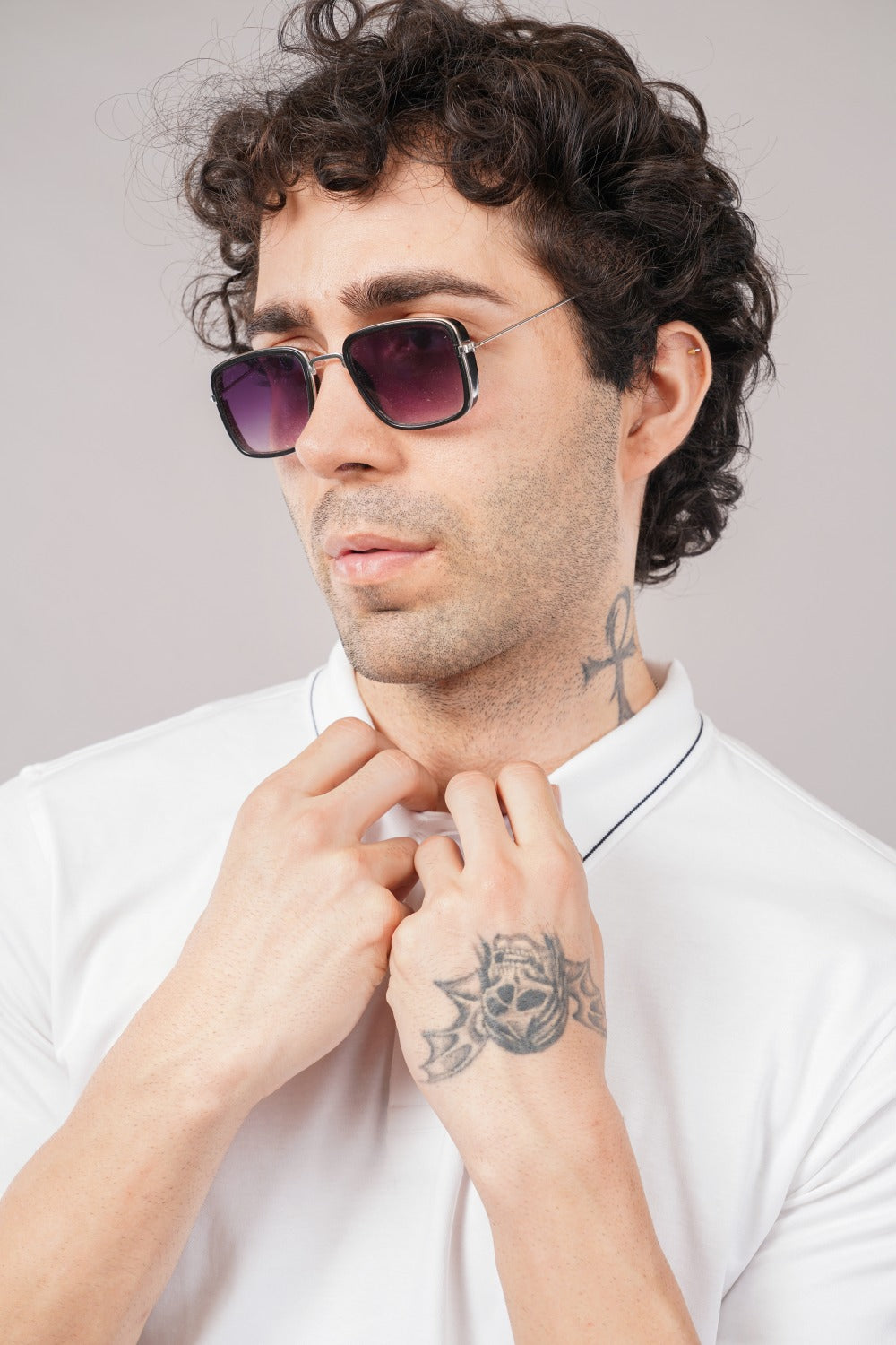 Louis Philippe Solid White EdgeMark Half Sleeve Polo T-shirt