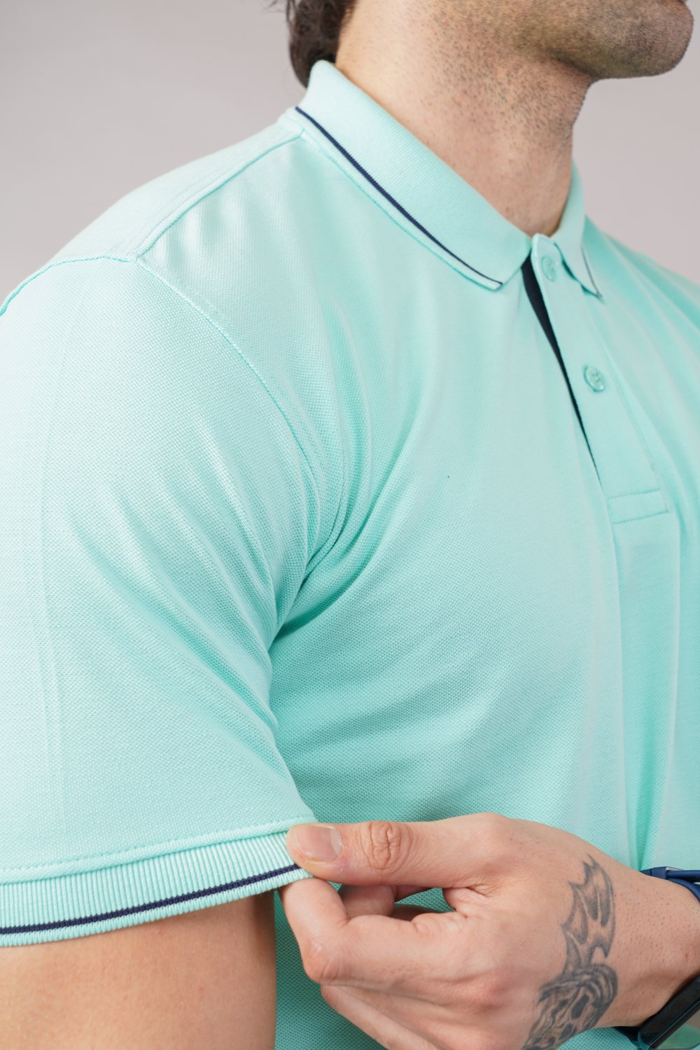 Van Heusen Solid Mint Green Half Sleeve Polo  T-shirt