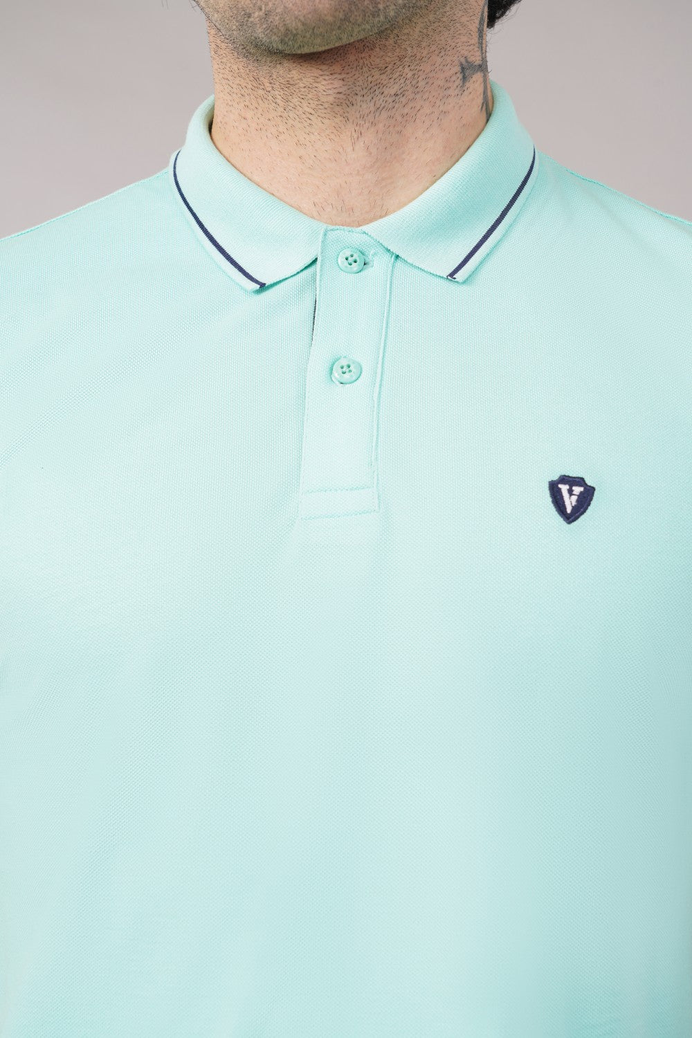Van Heusen Solid Mint Green Half Sleeve Polo  T-shirt
