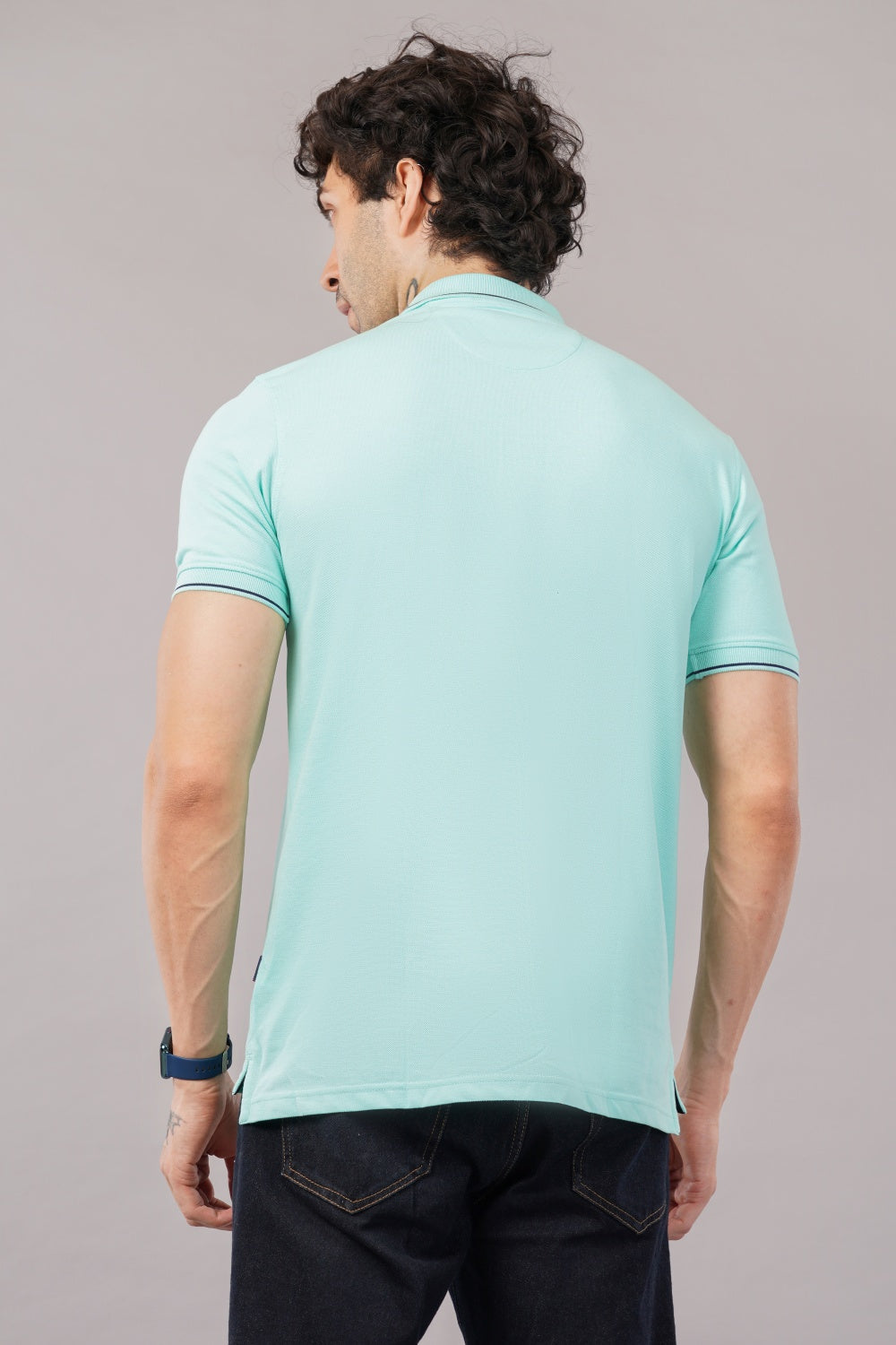 Van Heusen Solid Mint Green Half Sleeve Polo  T-shirt