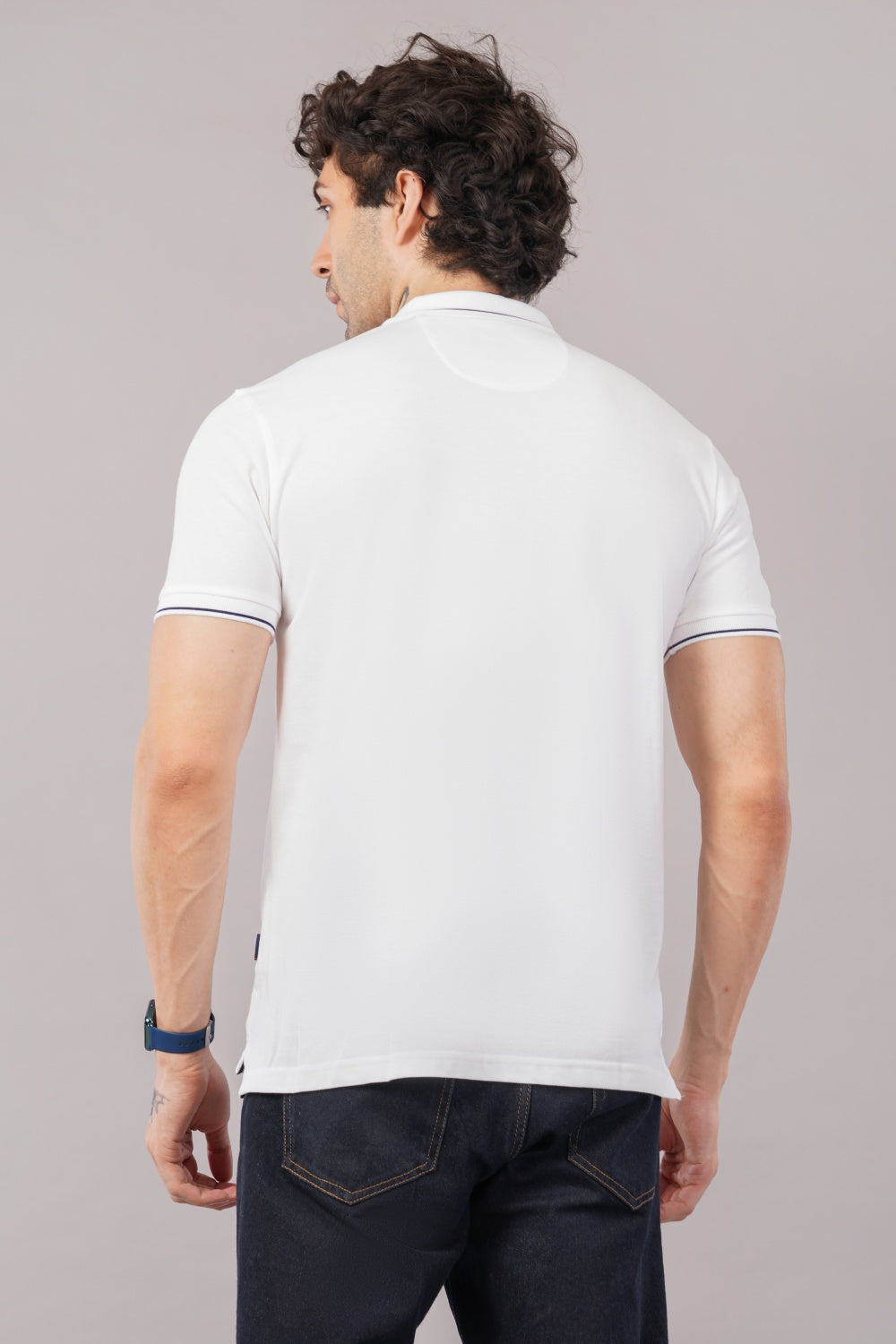 Van Heusen White Solid Half Sleeve Polo  T-shirt