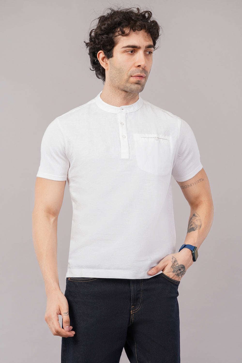 Parx White Solid Round Neck Half Sleeve T-shirt