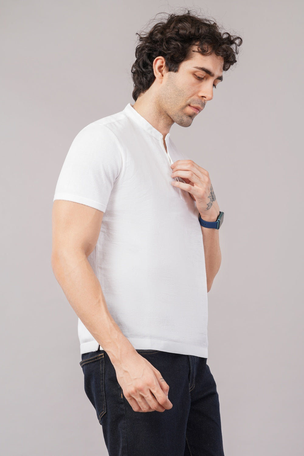 Parx White Solid Round Neck Half Sleeve T-shirt