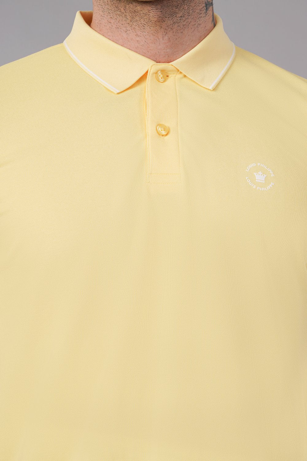 Louis Philippe Solid Yellow Half Sleeve Polo T-shirt