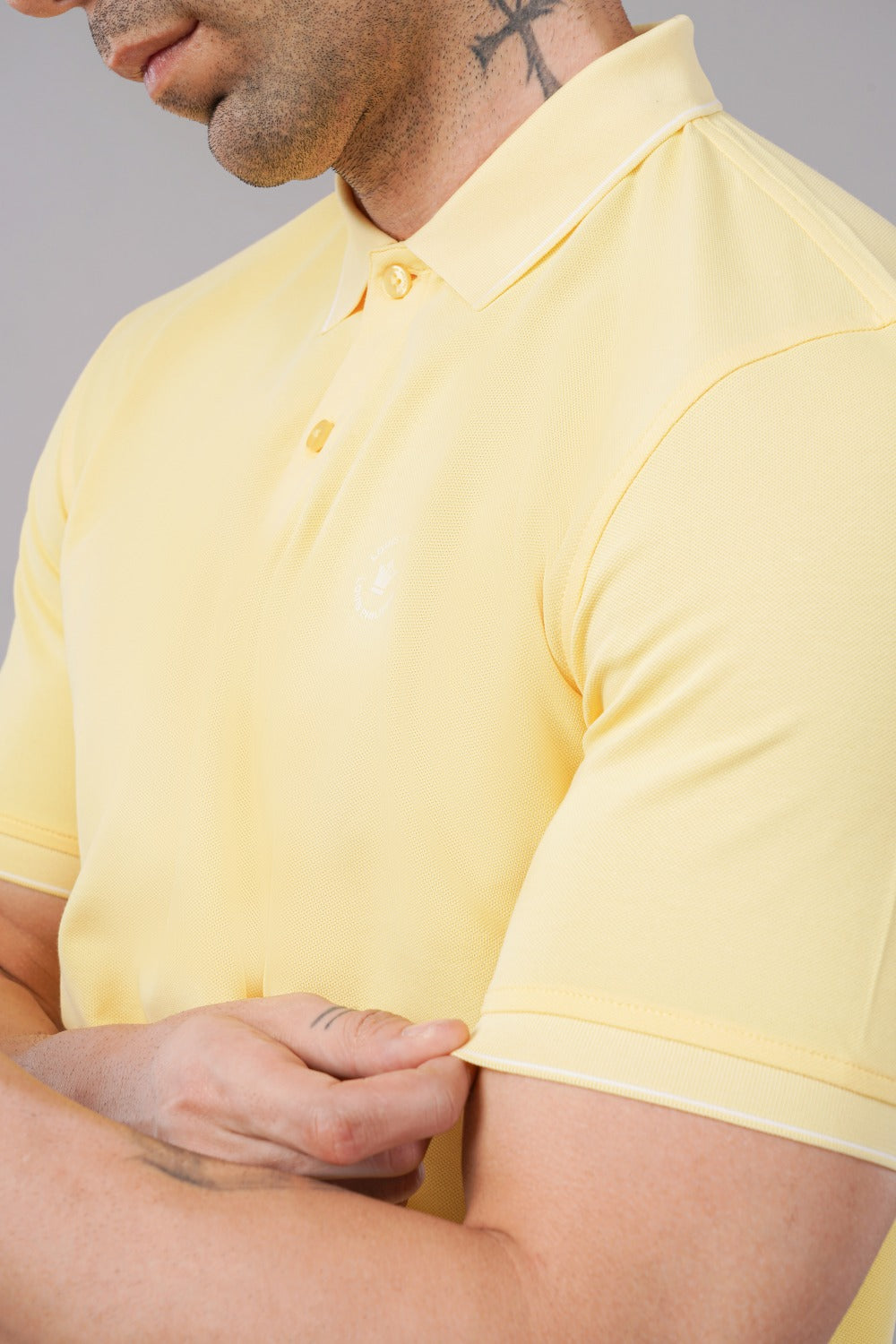 Louis Philippe Solid Yellow Half Sleeve Polo T-shirt