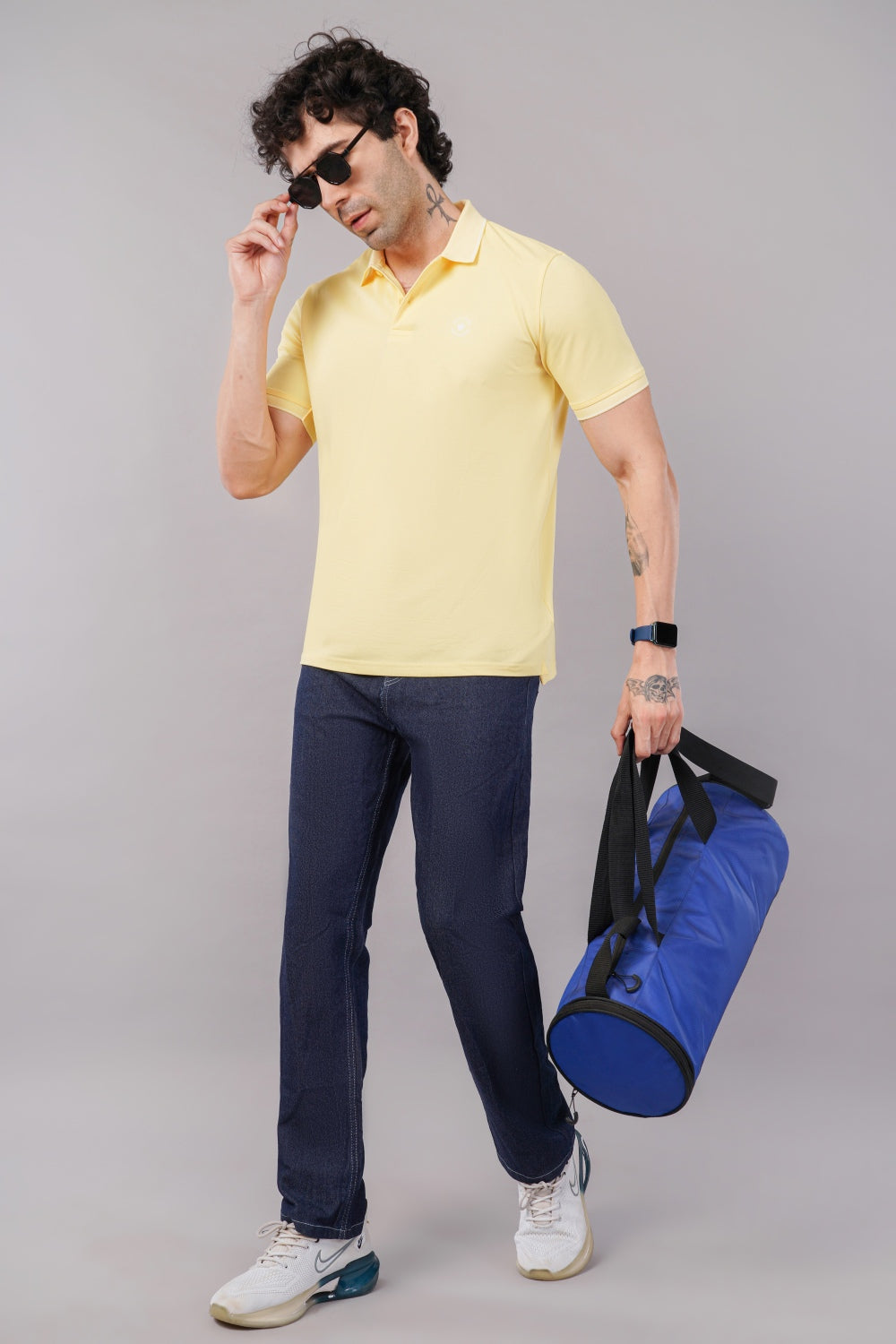 Louis Philippe Solid Yellow Half Sleeve Polo T-shirt