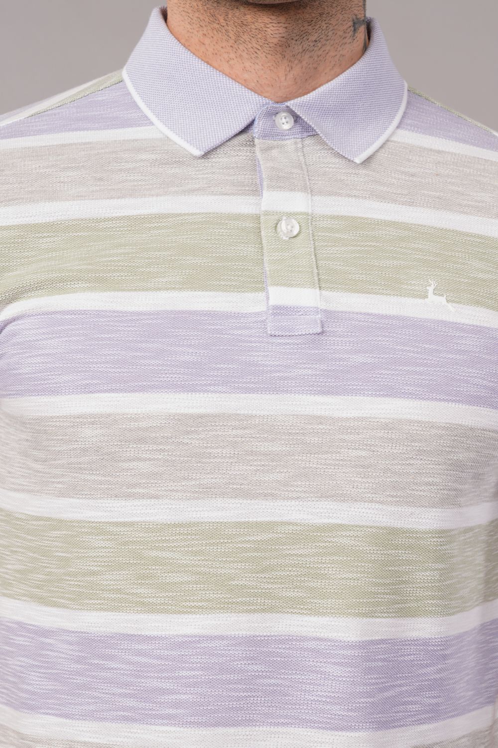 Parx Pastel Horizontal Stripes Half Sleeve Polo T-shirt