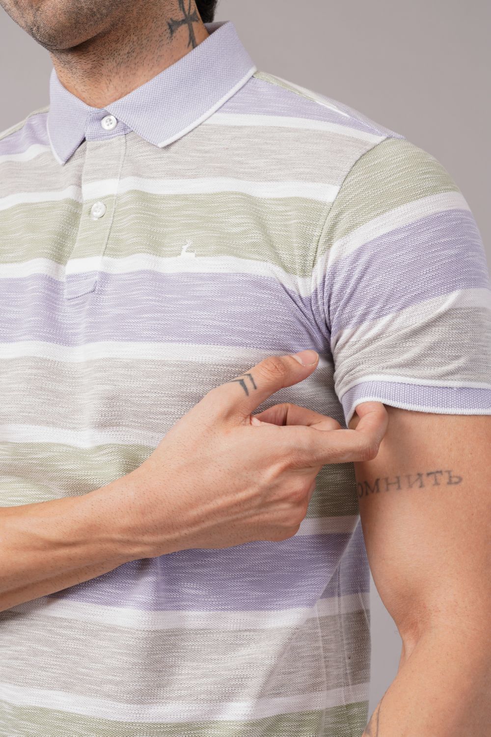 Parx Pastel Horizontal Stripes Half Sleeve Polo T-shirt