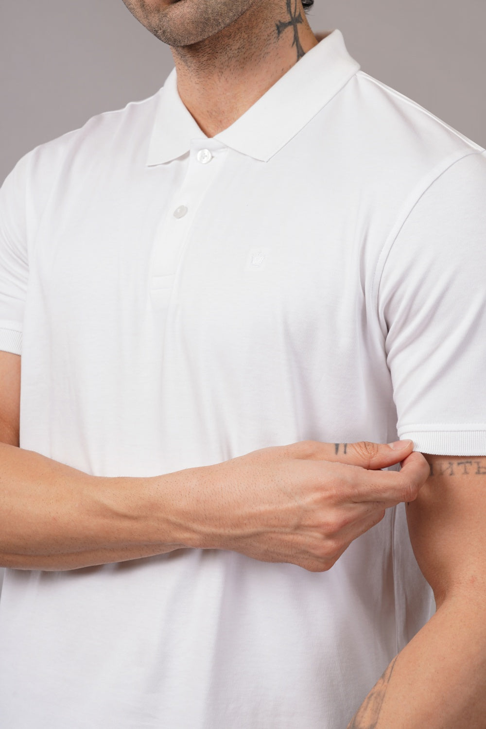 Louis Philippe Solid White  Half Sleeve Polo  T-shirt