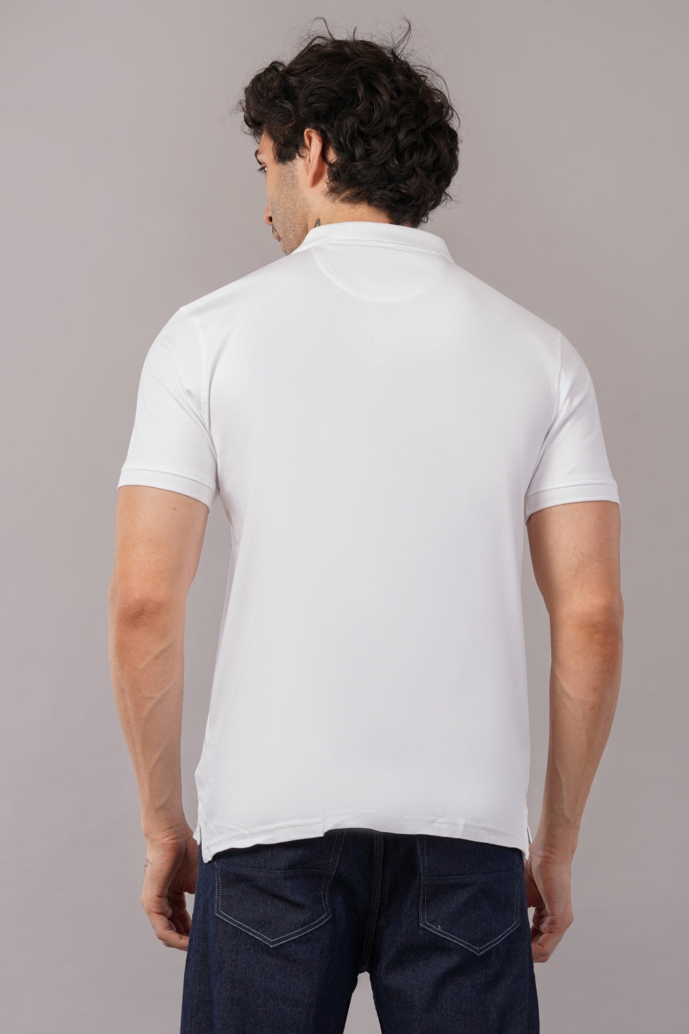 Louis Philippe Solid White  Half Sleeve Polo  T-shirt